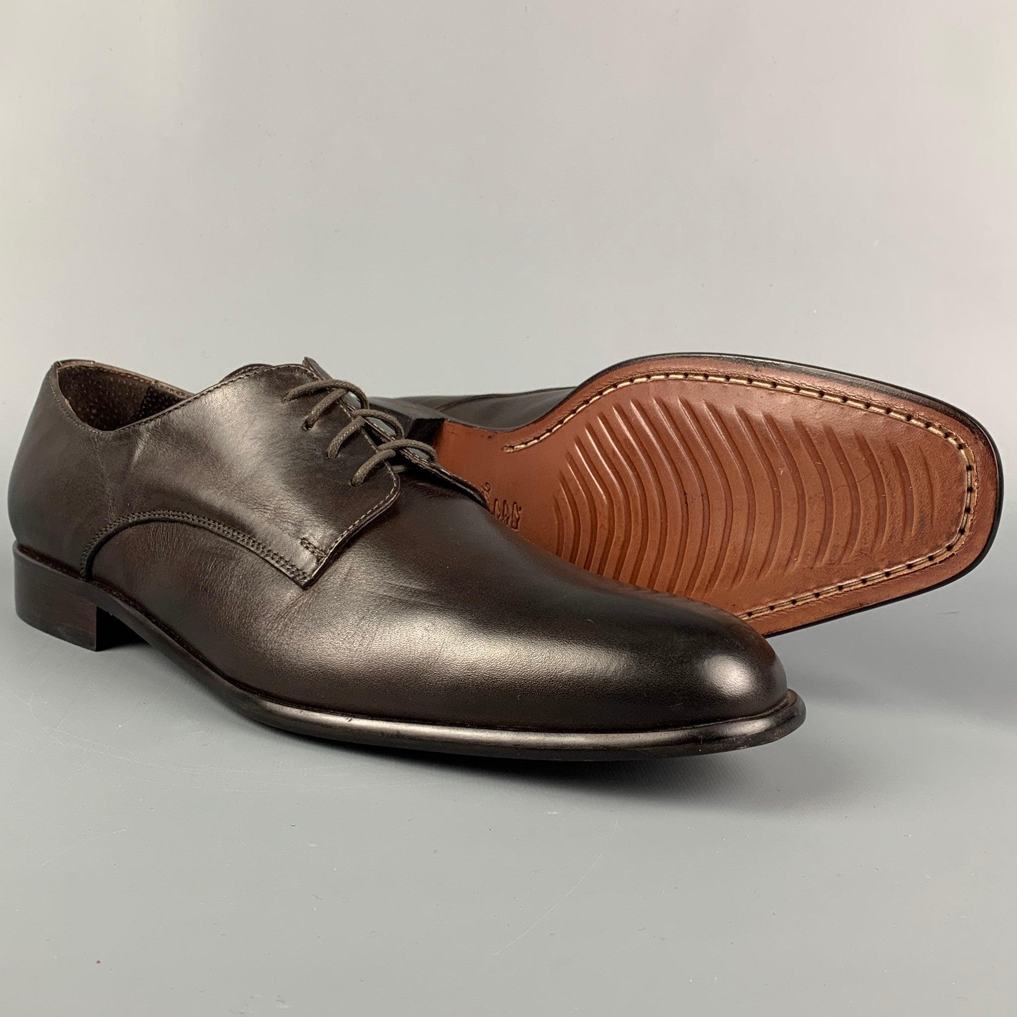 JOHN GALLIANO Taille 11 Chaussures à lacets en cuir Brown Bon état - En vente à San Francisco, CA