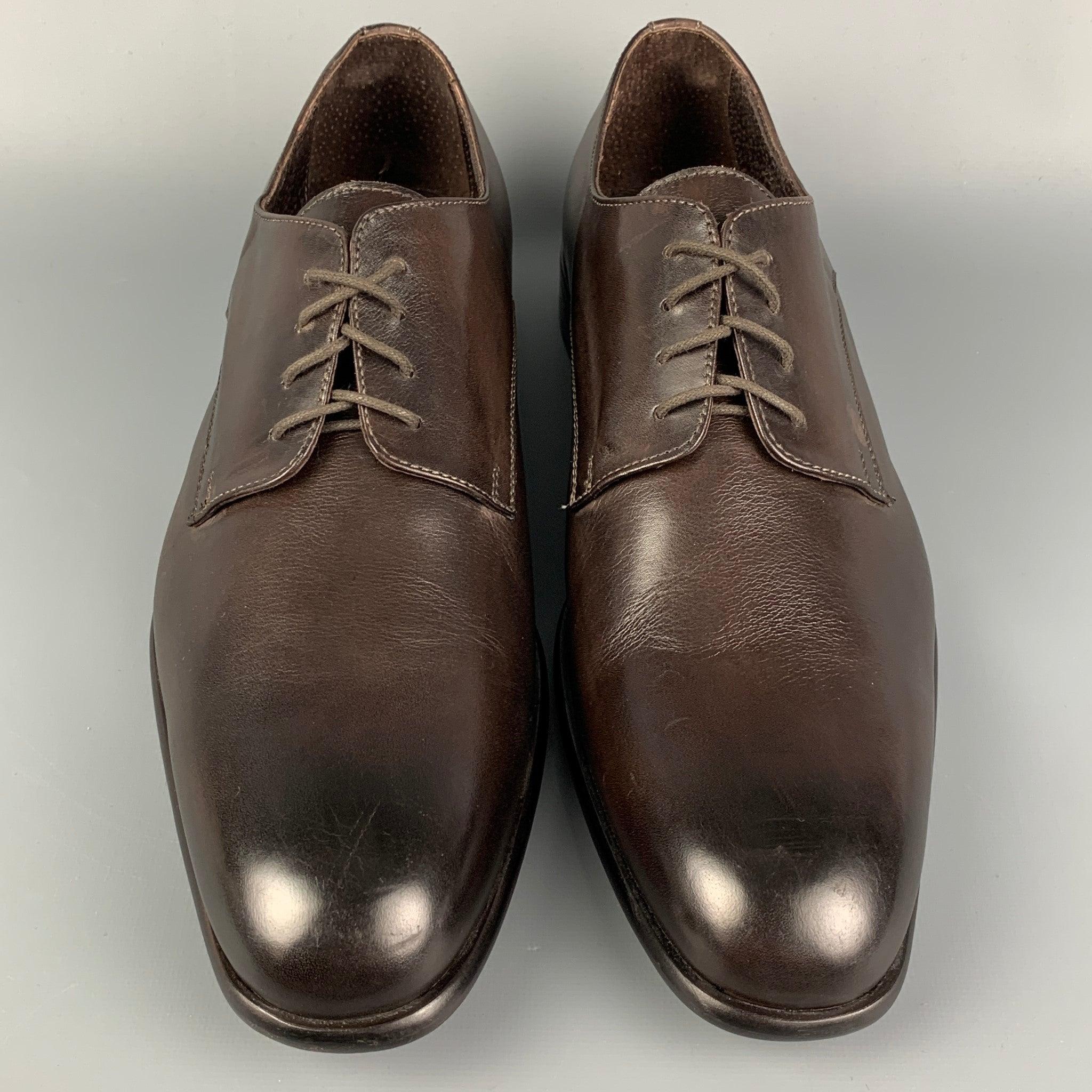 JOHN GALLIANO Taille 11 Chaussures à lacets en cuir Brown Pour hommes en vente