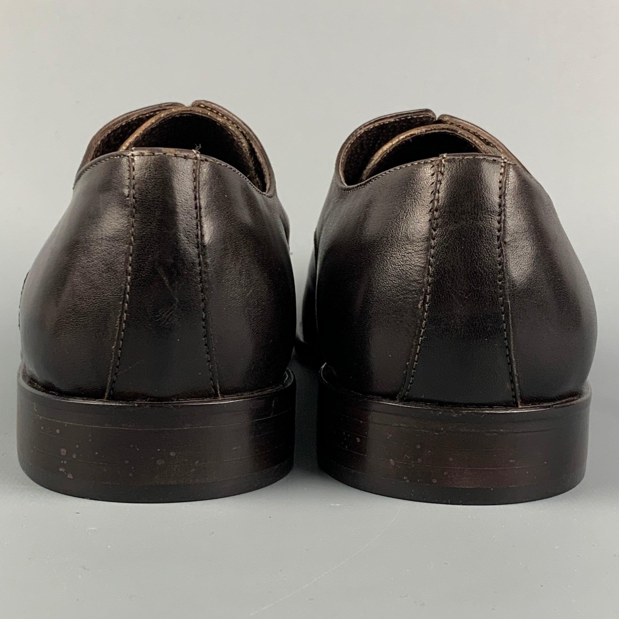 JOHN GALLIANO Taille 11 Chaussures à lacets en cuir Brown en vente 1