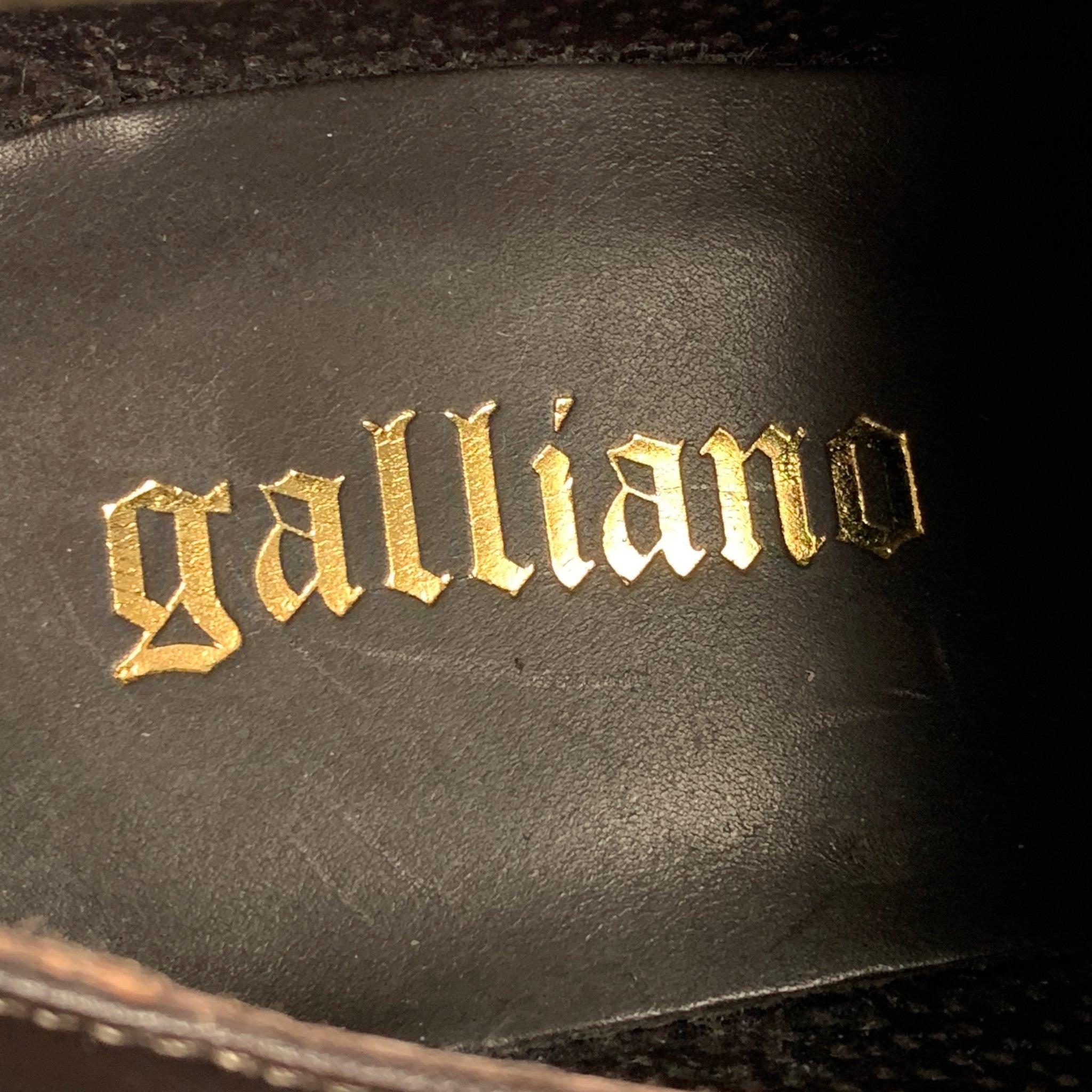 JOHN GALLIANO Size 11 Brown Leather Lace Up Shoes For Sale 2