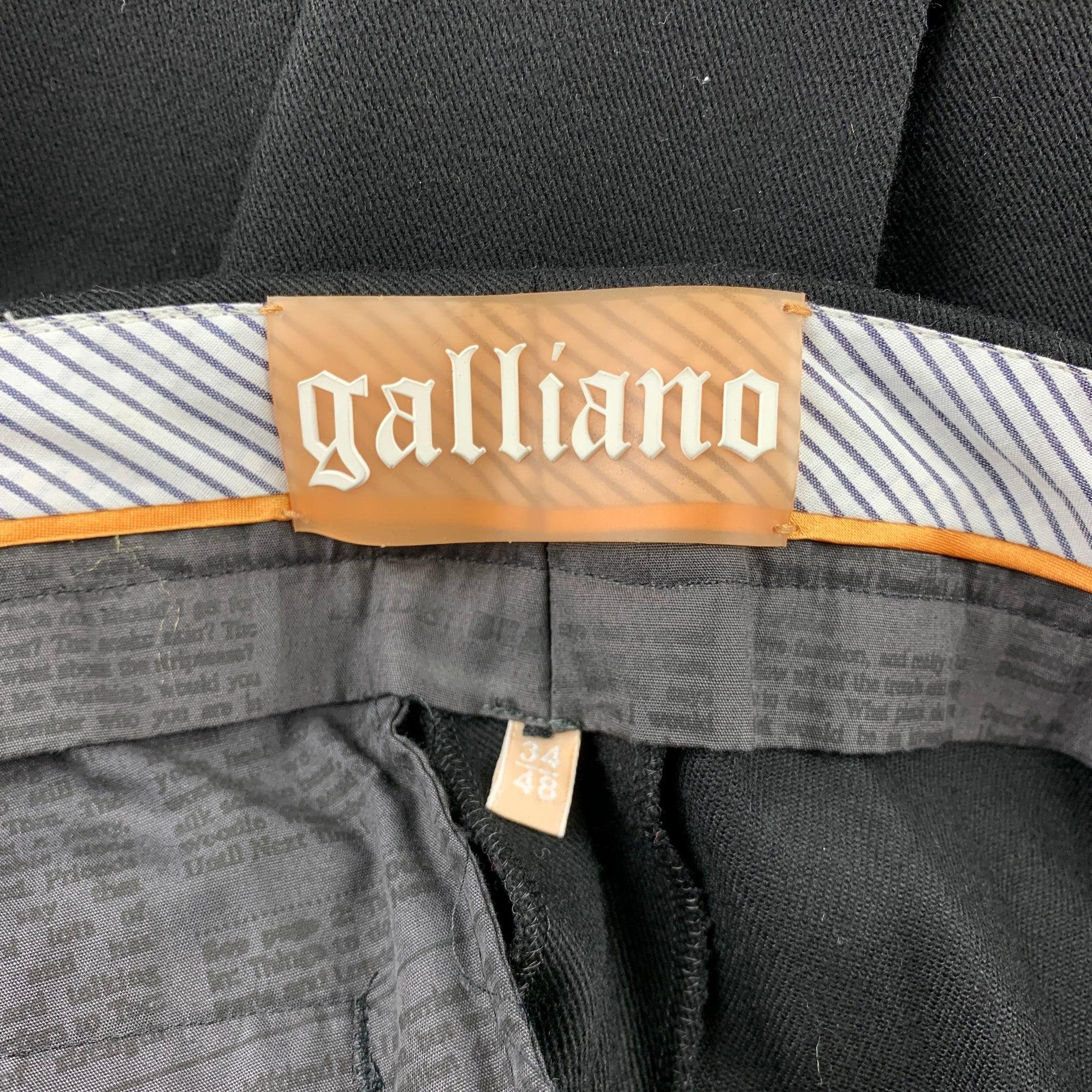 JOHN GALLIANO Taille 32 Robe noire en laine mélangée avec fermeture éclair Pour hommes en vente