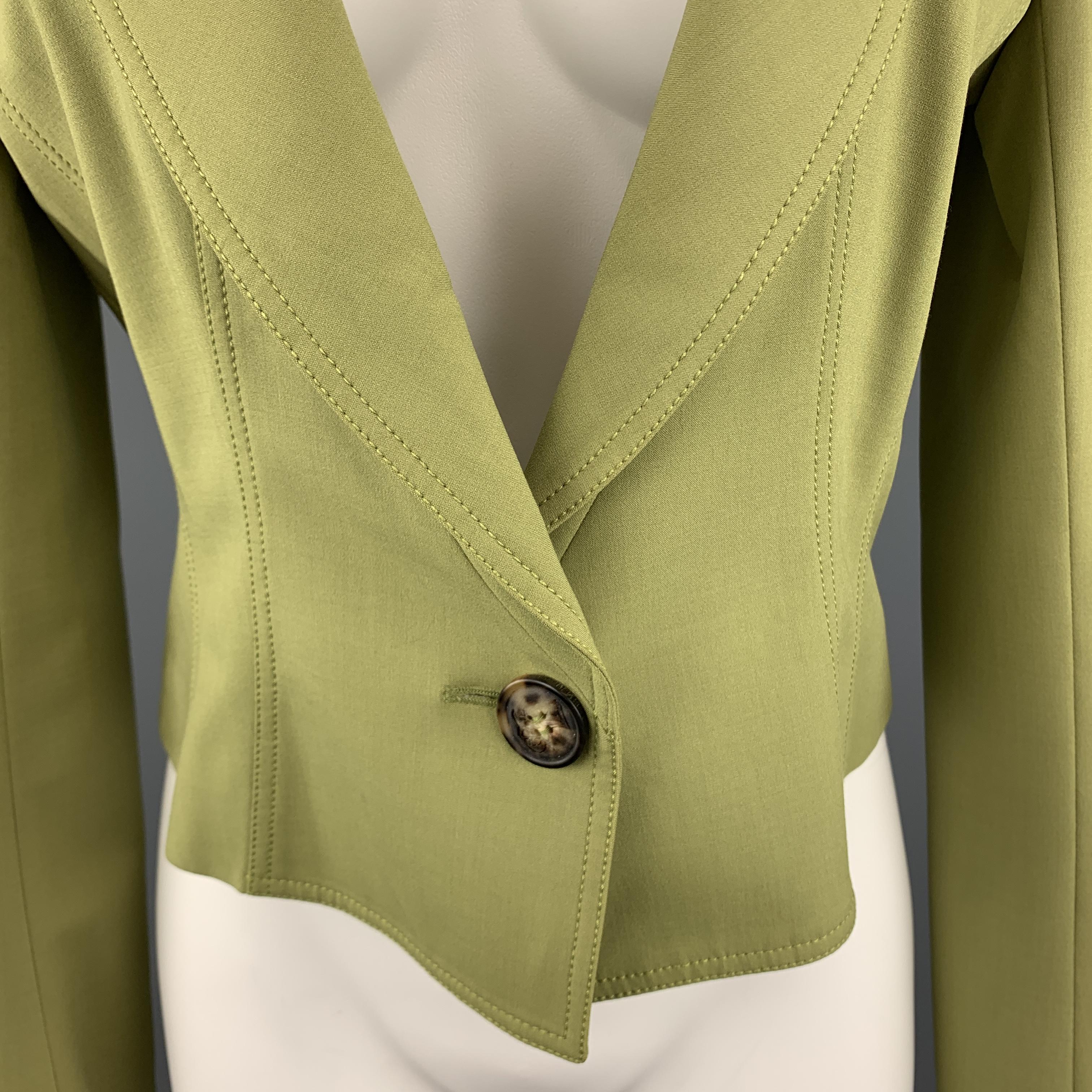 Brown JOHN GALLIANO Size 8 Green Viscose Blend Cropped Jacket