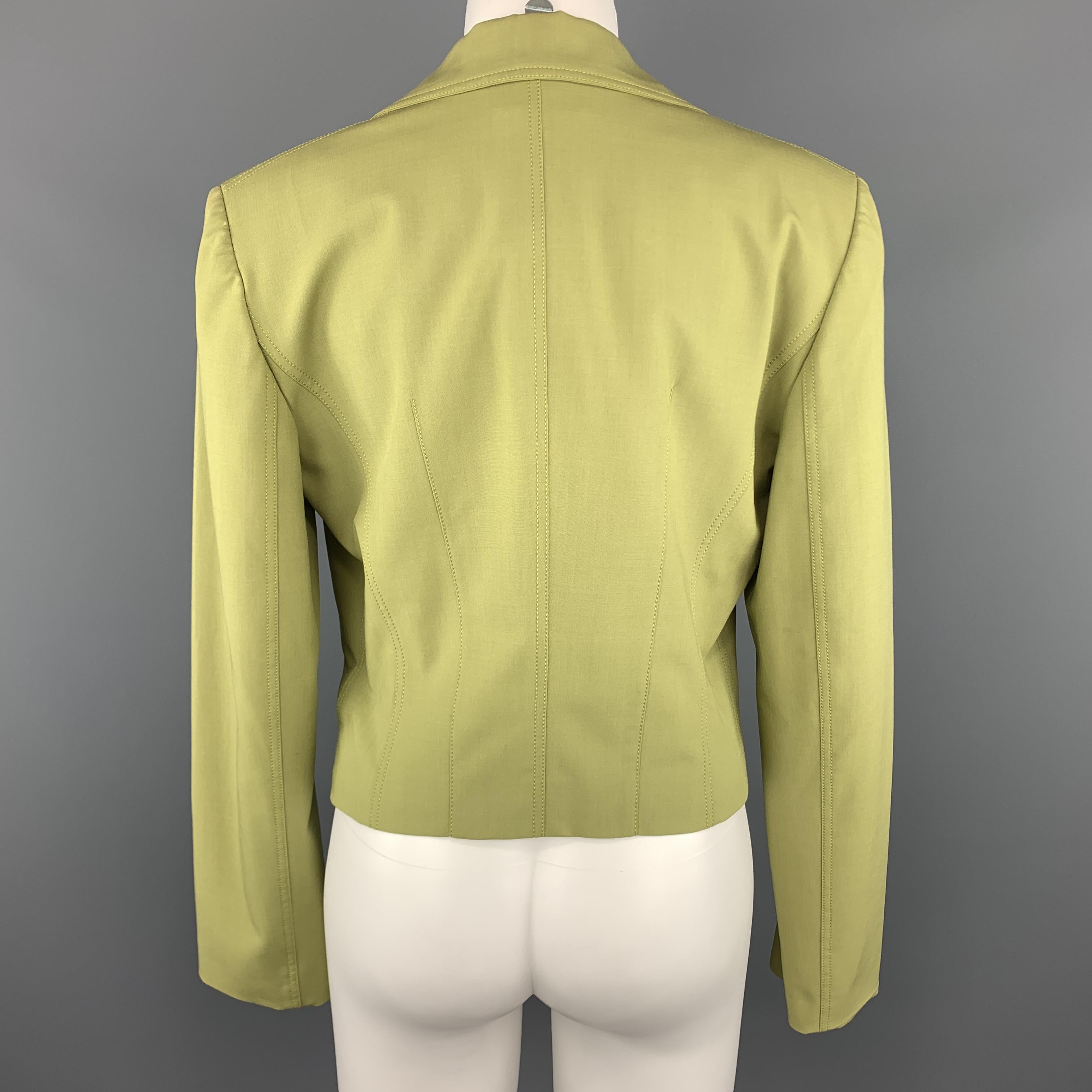 JOHN GALLIANO Size 8 Green Viscose Blend Cropped Jacket In Excellent Condition In San Francisco, CA