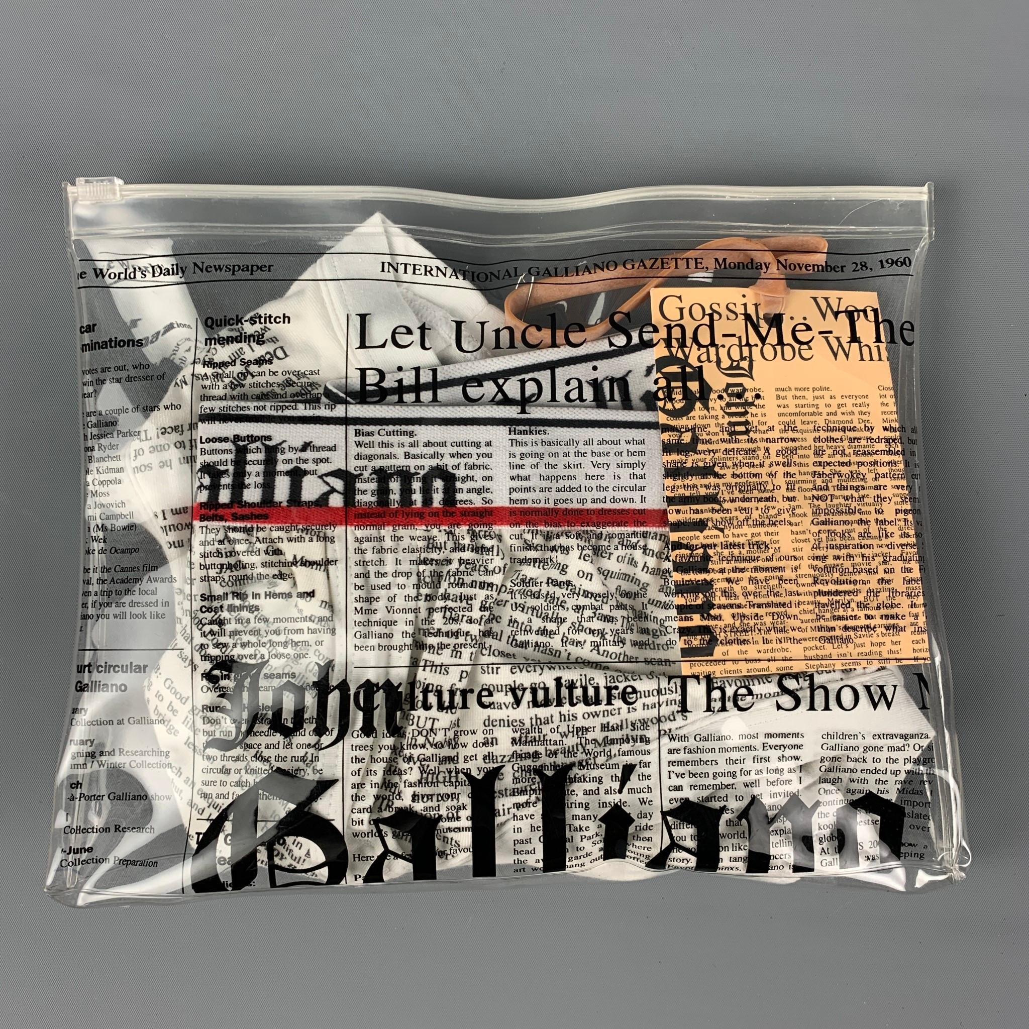 Beige JOHN GALLIANO Size L White Black Newspaper Print Cotton Blend Underwear