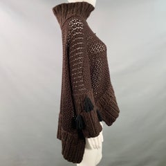 JOHN GALLIANO Size M Brown Wool Blend Turtleneck Chunky Knit Sweater