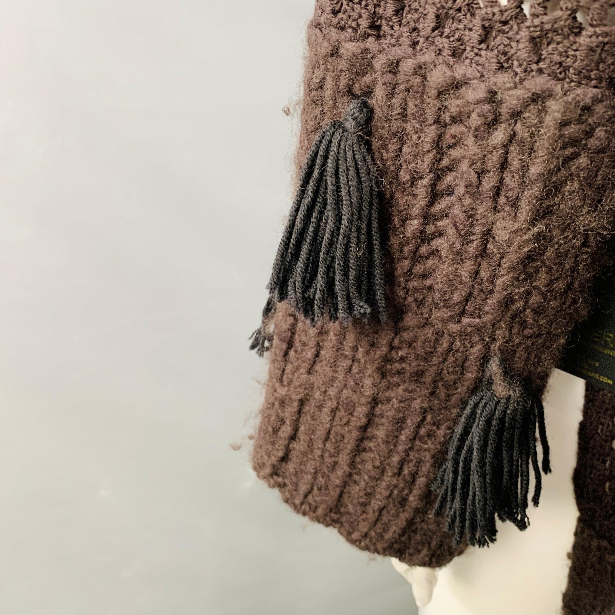 JOHN GALLIANO Size M Brown Wool Blend Turtleneck Chunky Knit Sweater For Sale 1