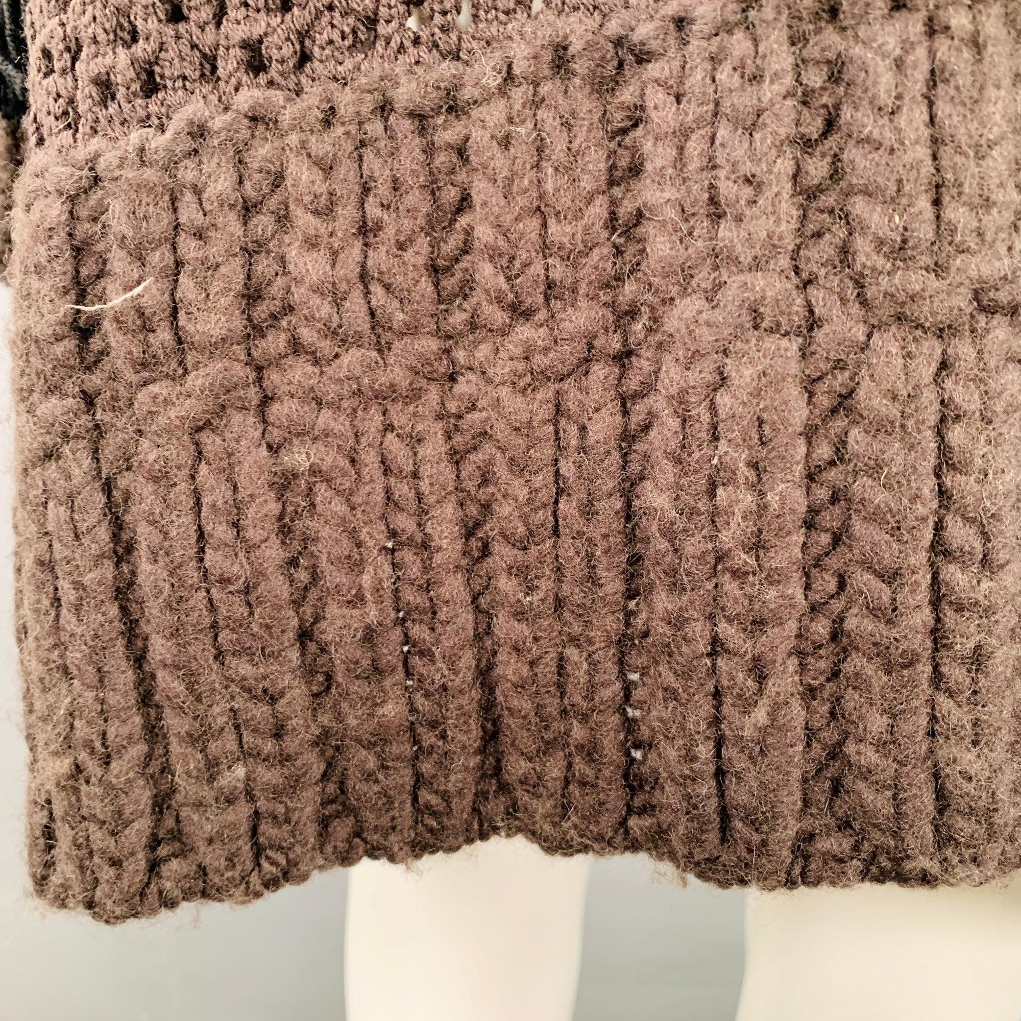 JOHN GALLIANO Size M Brown Wool Blend Turtleneck Chunky Knit Sweater For Sale 2