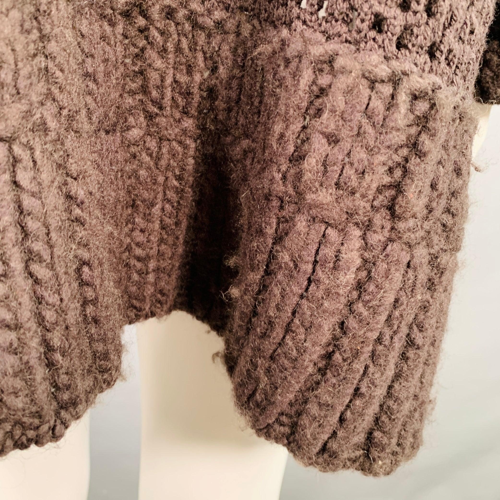 JOHN GALLIANO Size M Brown Wool Blend Turtleneck Chunky Knit Sweater For Sale 3