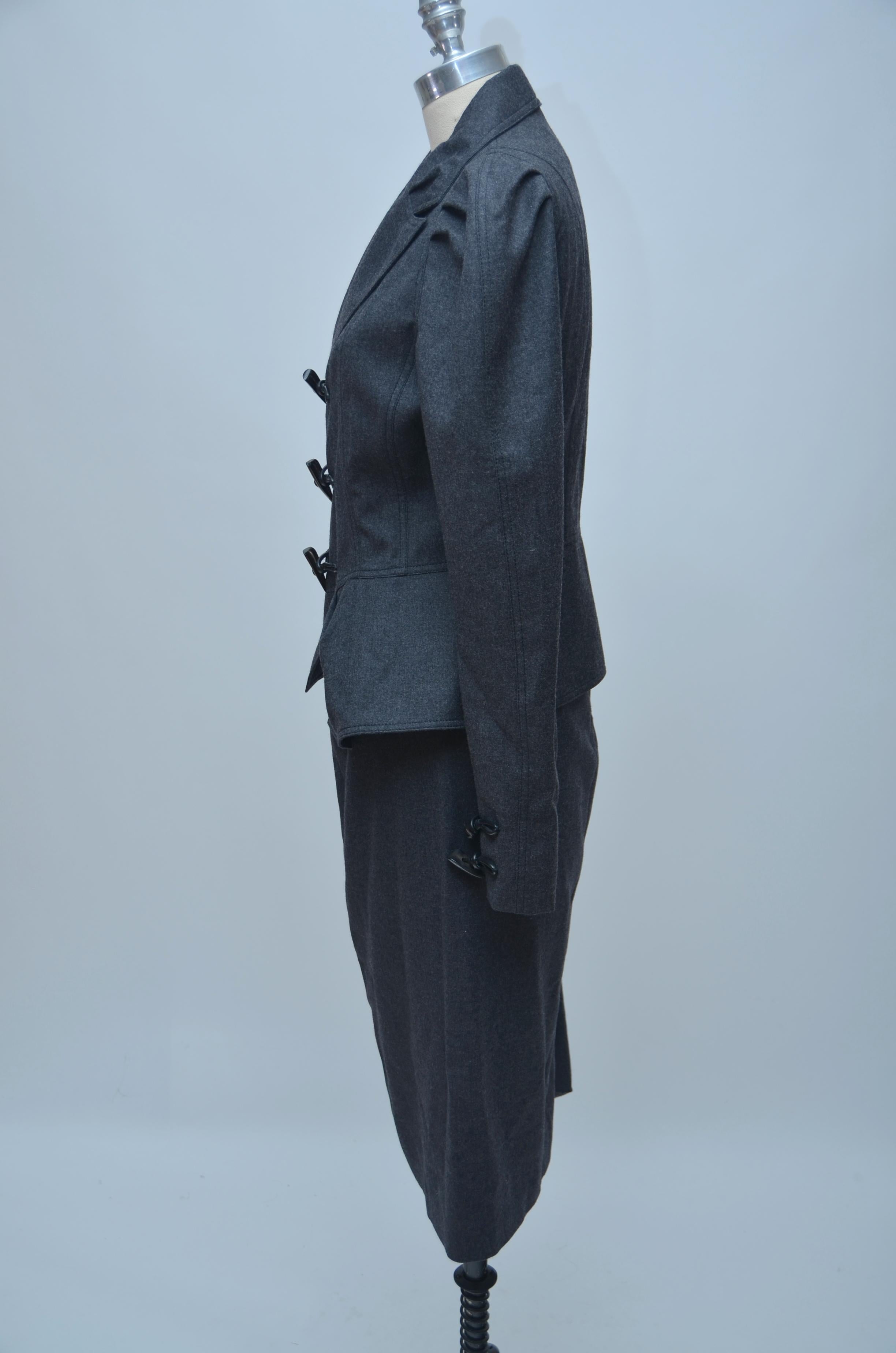 Black John Galliano Skirt Suit   SZ 6US For Sale