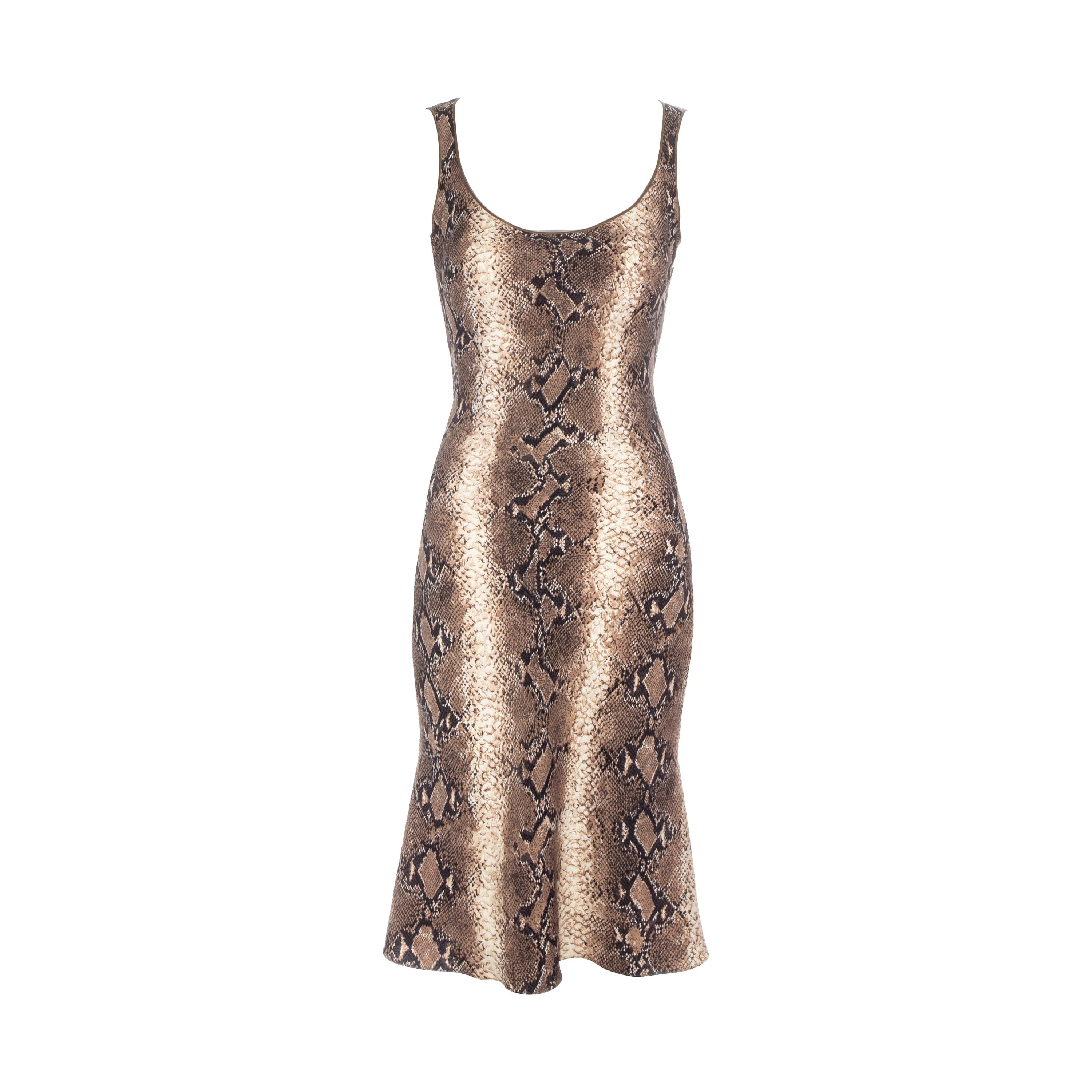 John Galliano snakeskin print mid length dress, ss 2000 For Sale