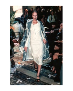 John Galliano Spring 1999 Blue Silk Brocade Skirt Suit