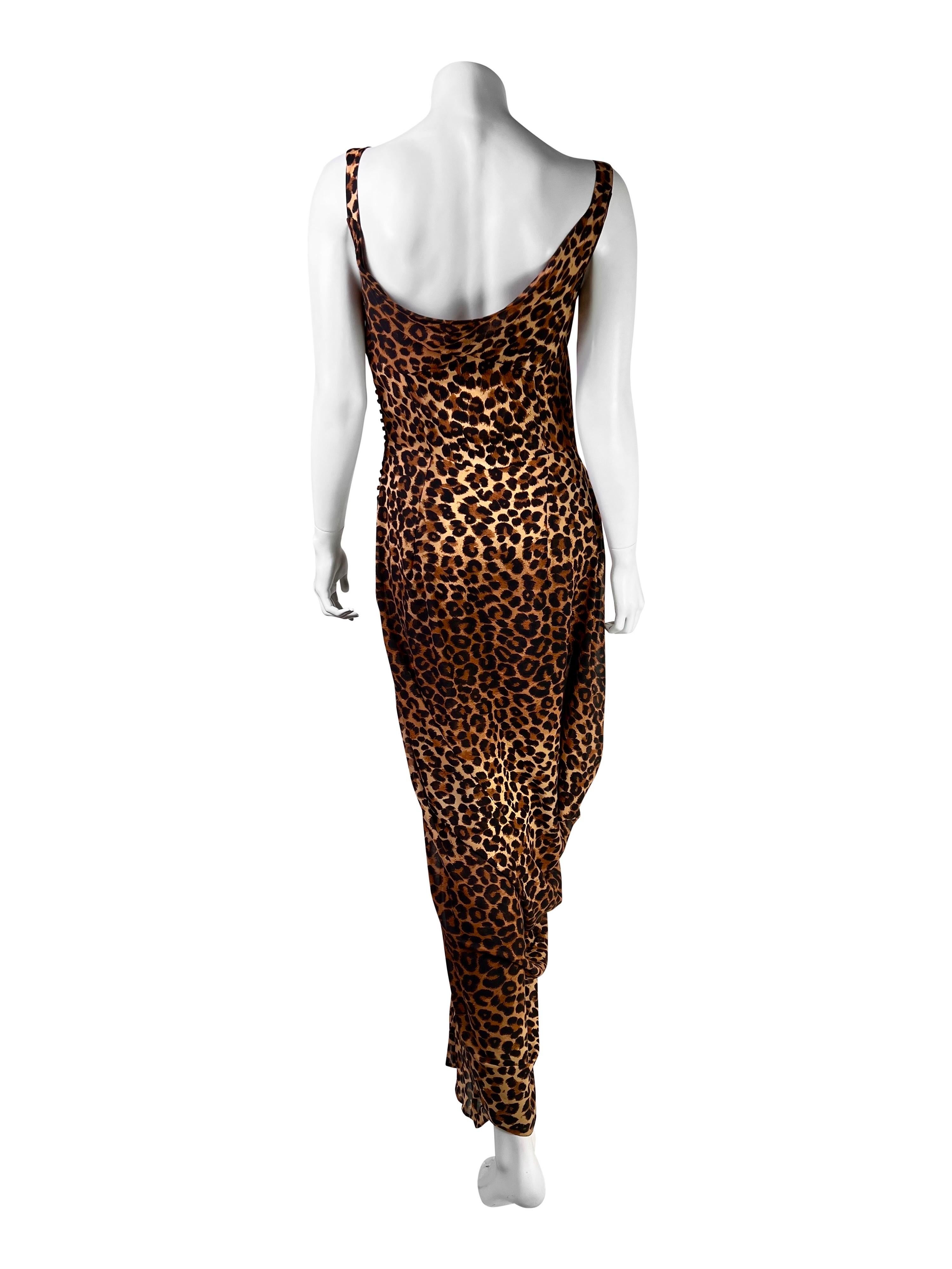 John Galliano Spring 1999 Leopard Draped Gown 2