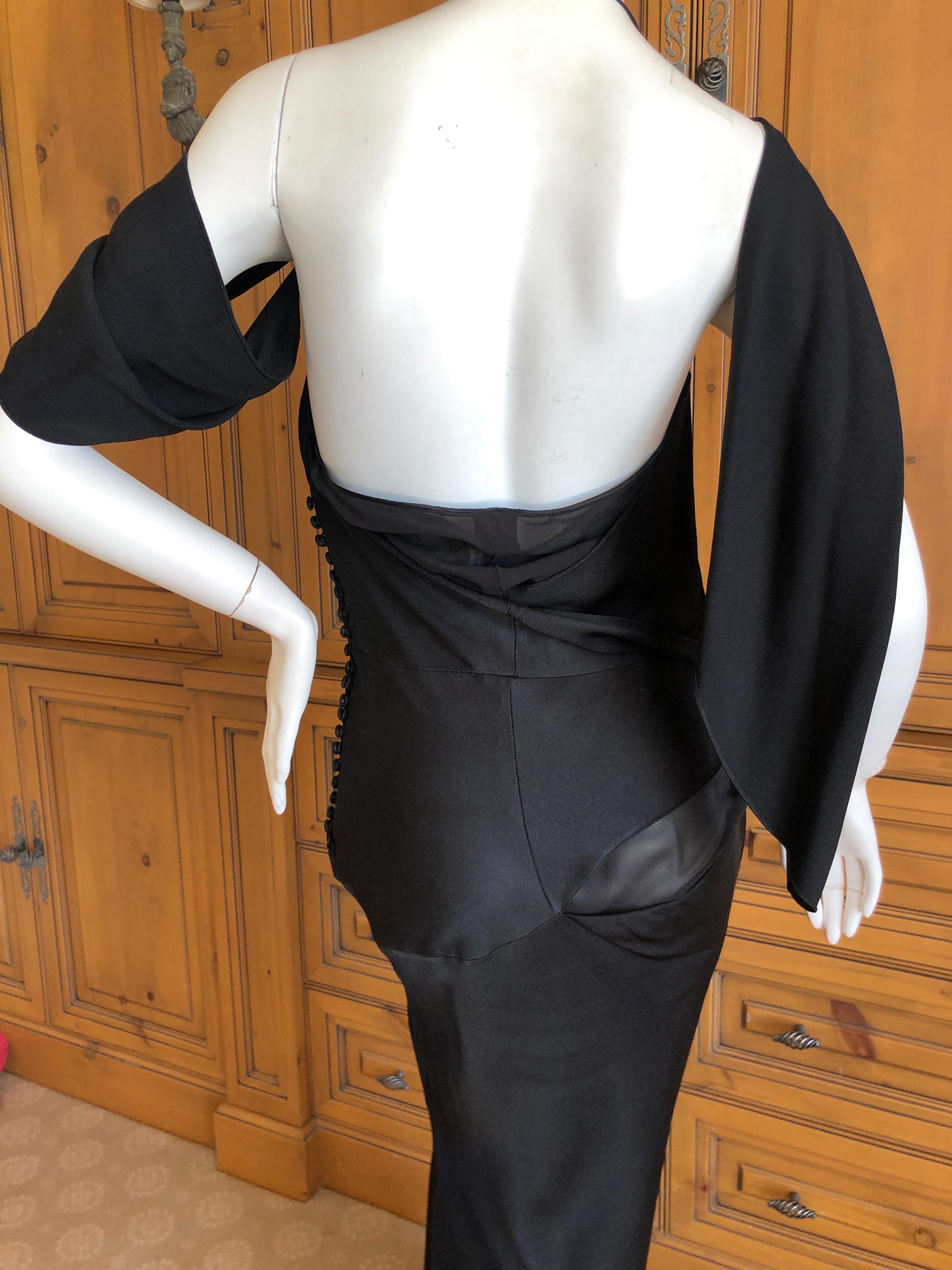 John Galliano Spring 2000 Black Bias Cut Evening Dress with Sheer Inserts Sz 42 For Sale 6
