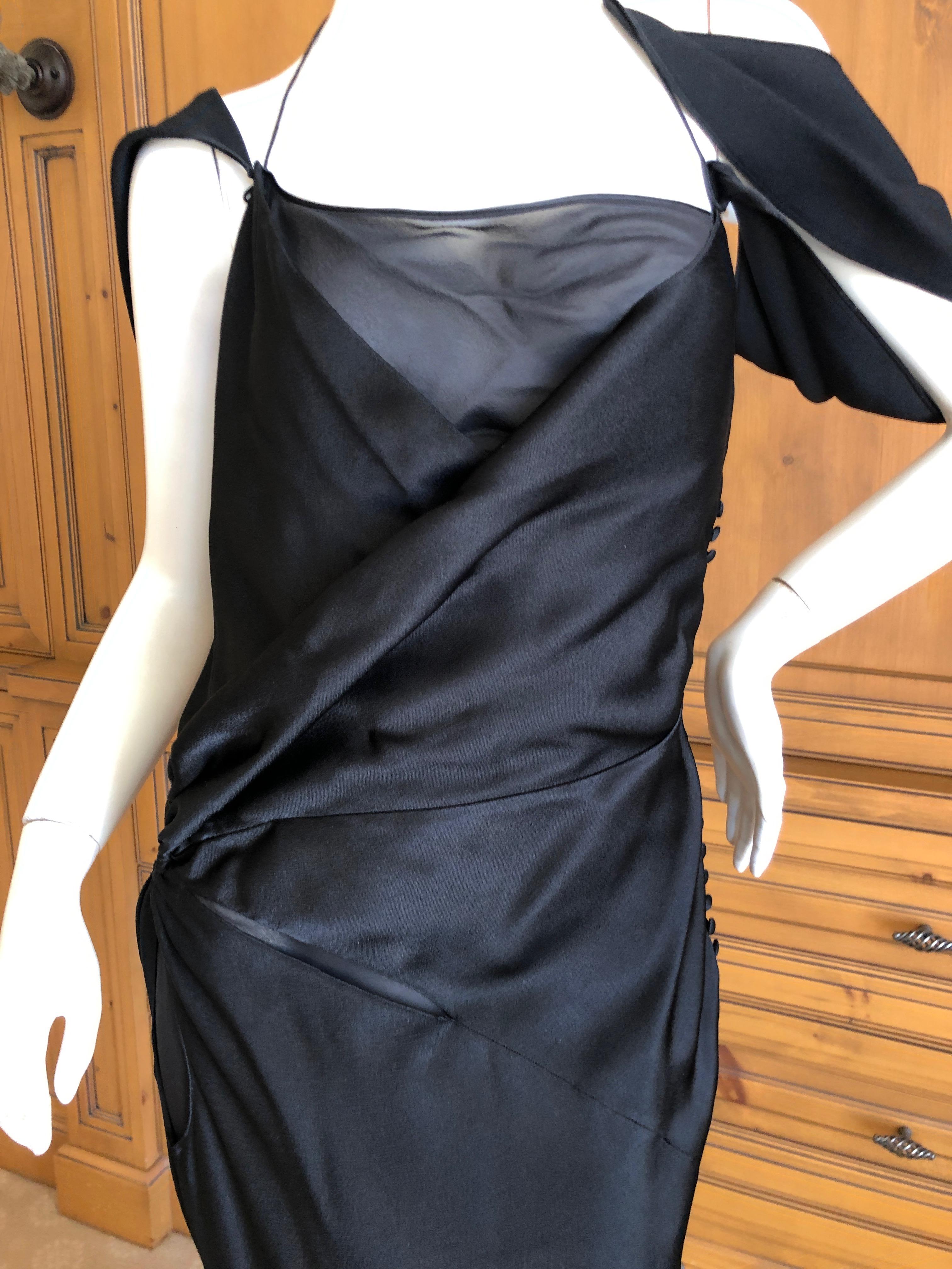 Women's John Galliano Spring 2000 Black Bias Cut Evening Dress with Sheer Inserts Sz 42 For Sale
