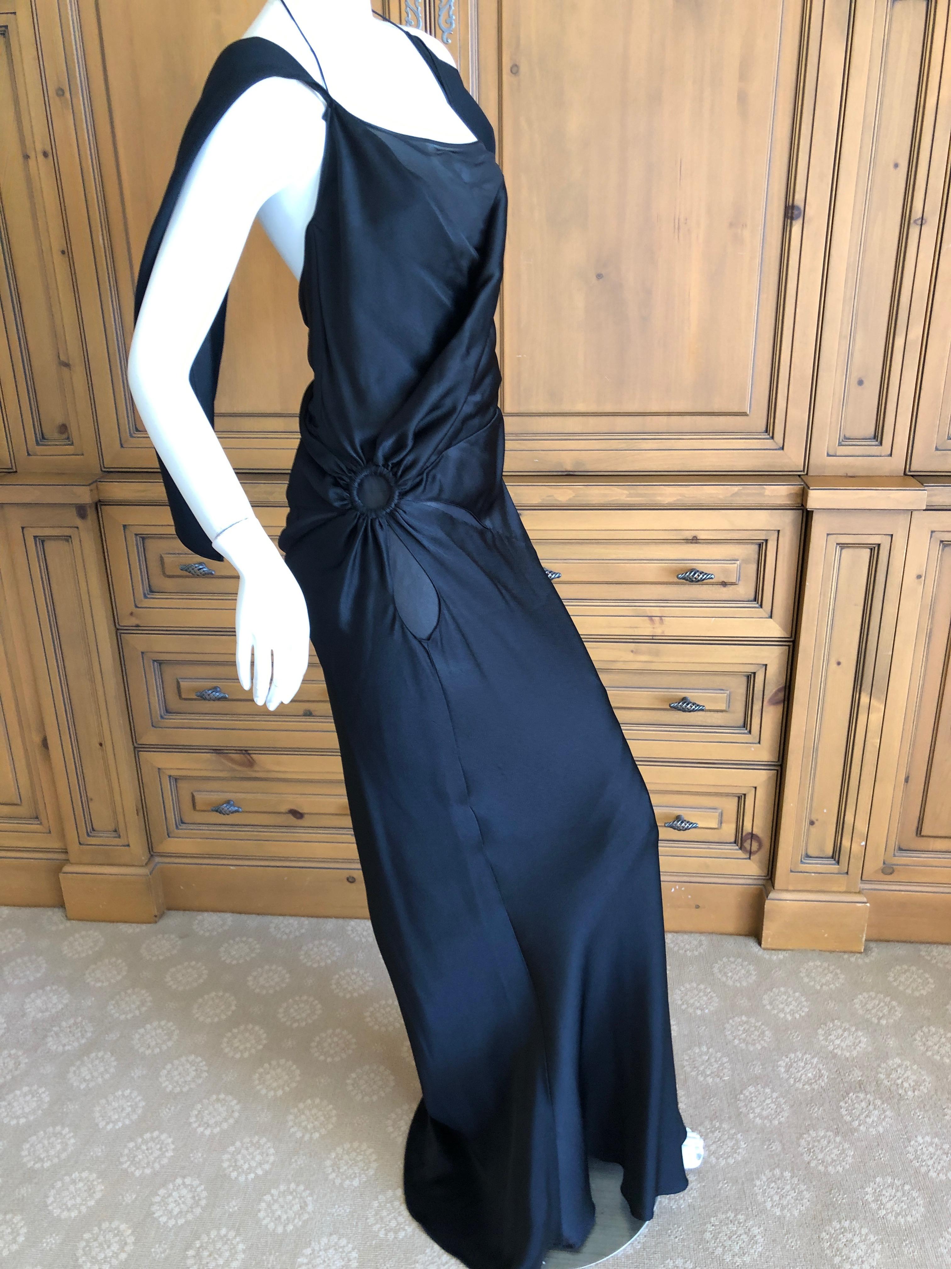 John Galliano Spring 2000 Black Bias Cut Evening Dress with Sheer Inserts Sz 42 For Sale 1