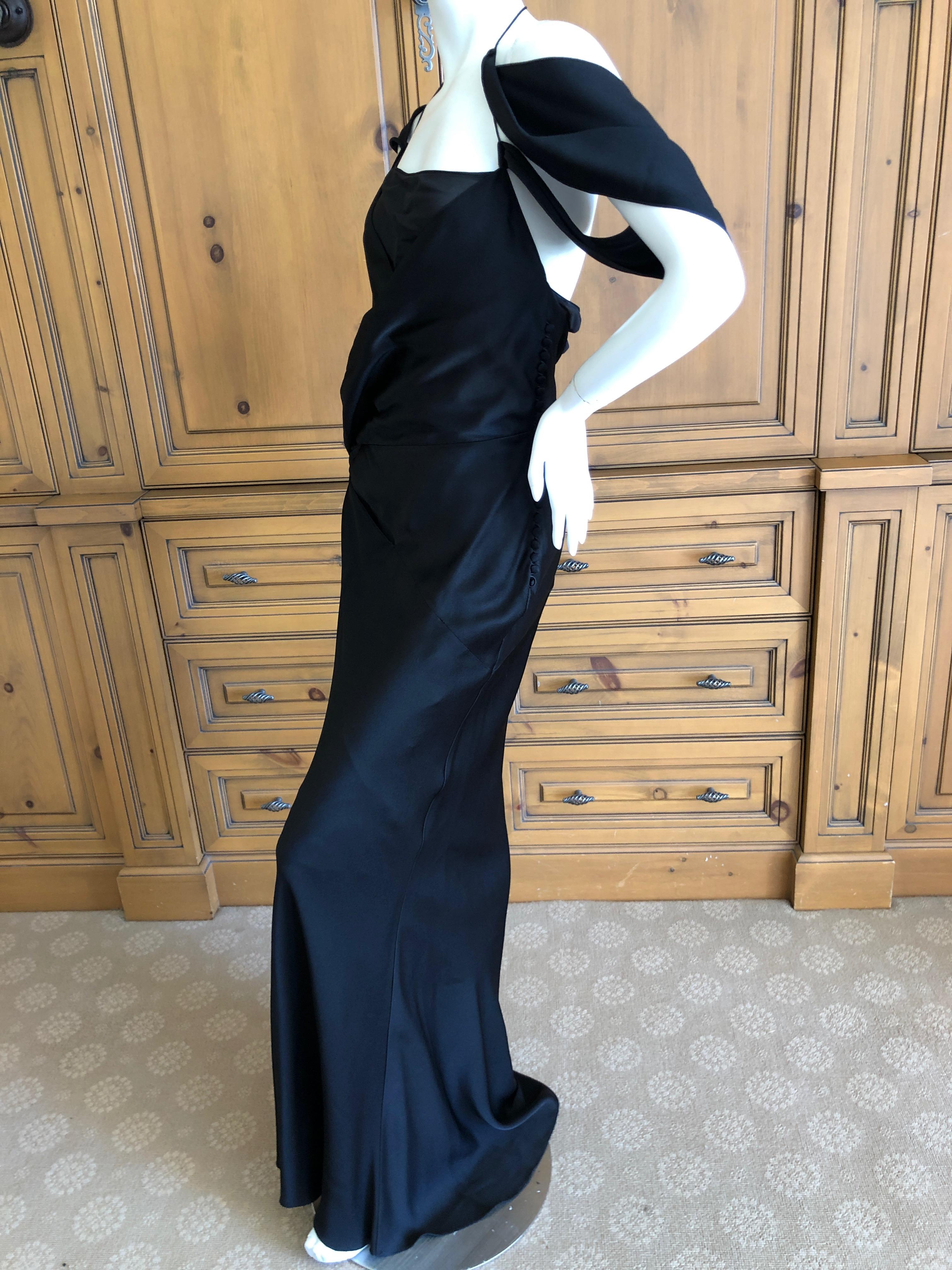 John Galliano Spring 2000 Black Bias Cut Evening Dress with Sheer Inserts Sz 42 For Sale 4