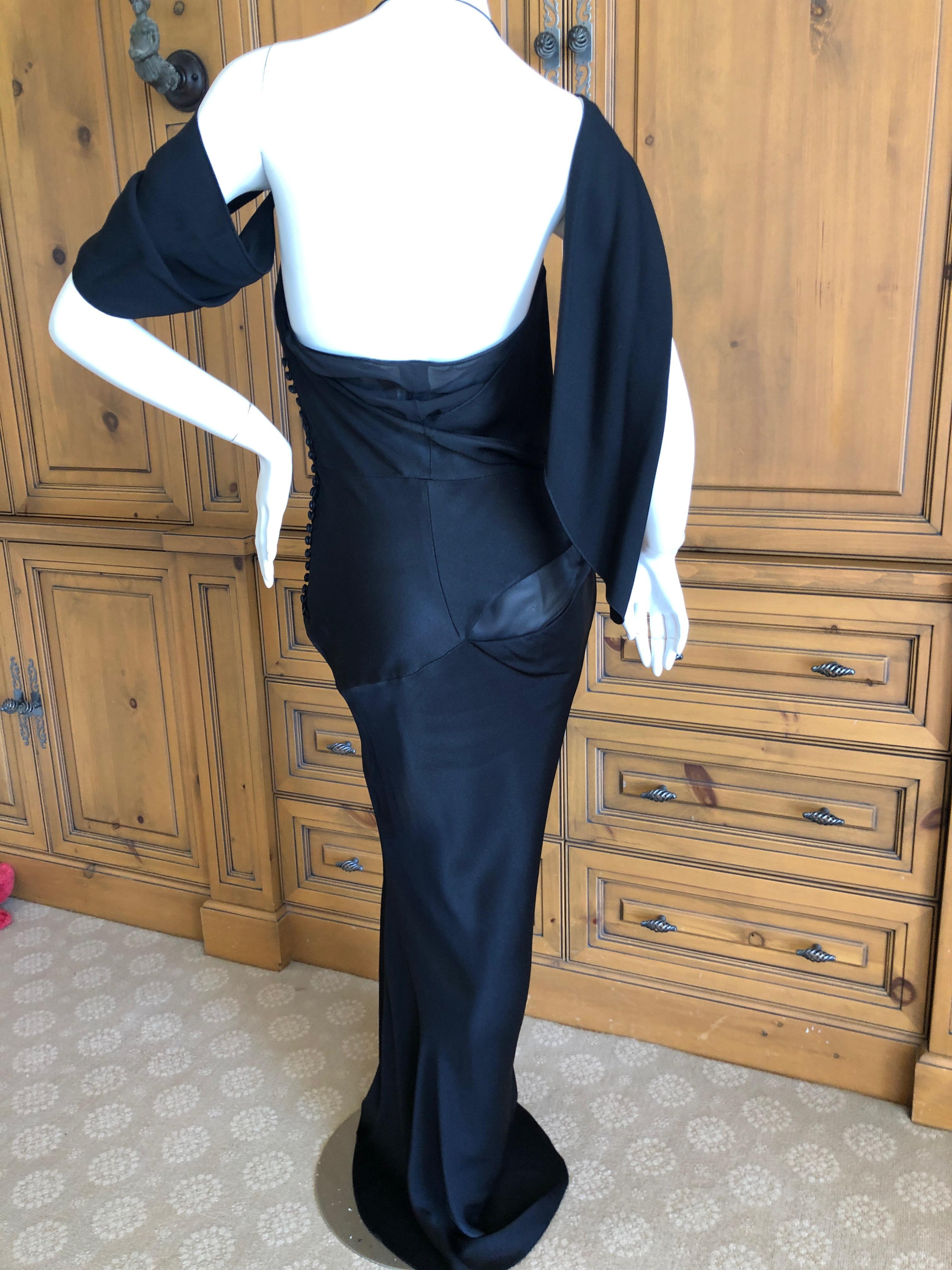 John Galliano Spring 2000 Black Bias Cut Evening Dress with Sheer Inserts Sz 42 For Sale 5