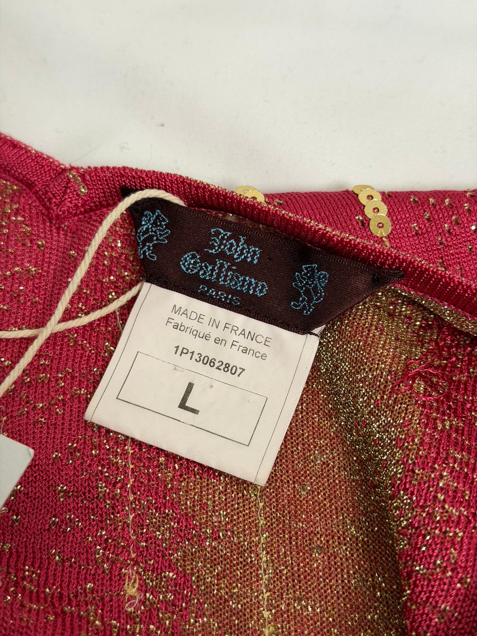 John Galliano Printemps 2001 Robe à empiècements bias métallisés fuchsia et or en vente 1