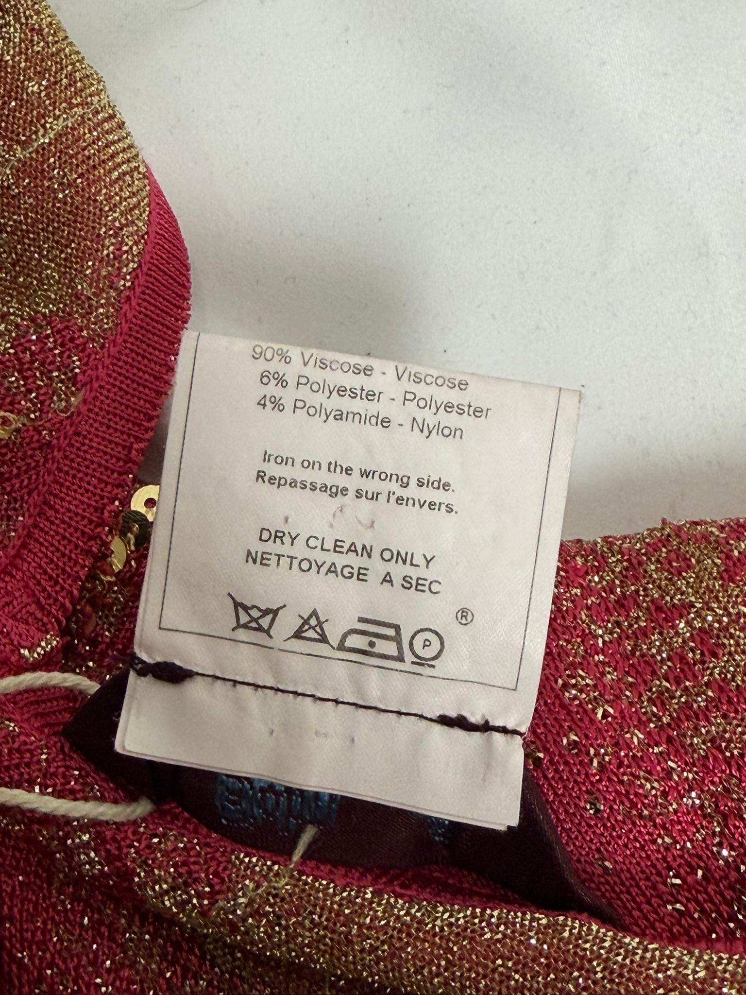 John Galliano Printemps 2001 Robe à empiècements bias métallisés fuchsia et or en vente 2