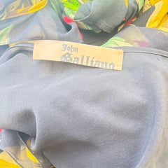John Galliano Primavera 2004, taglia 6, completo vintage con abito in chiffon a fiori con perline, Y2K