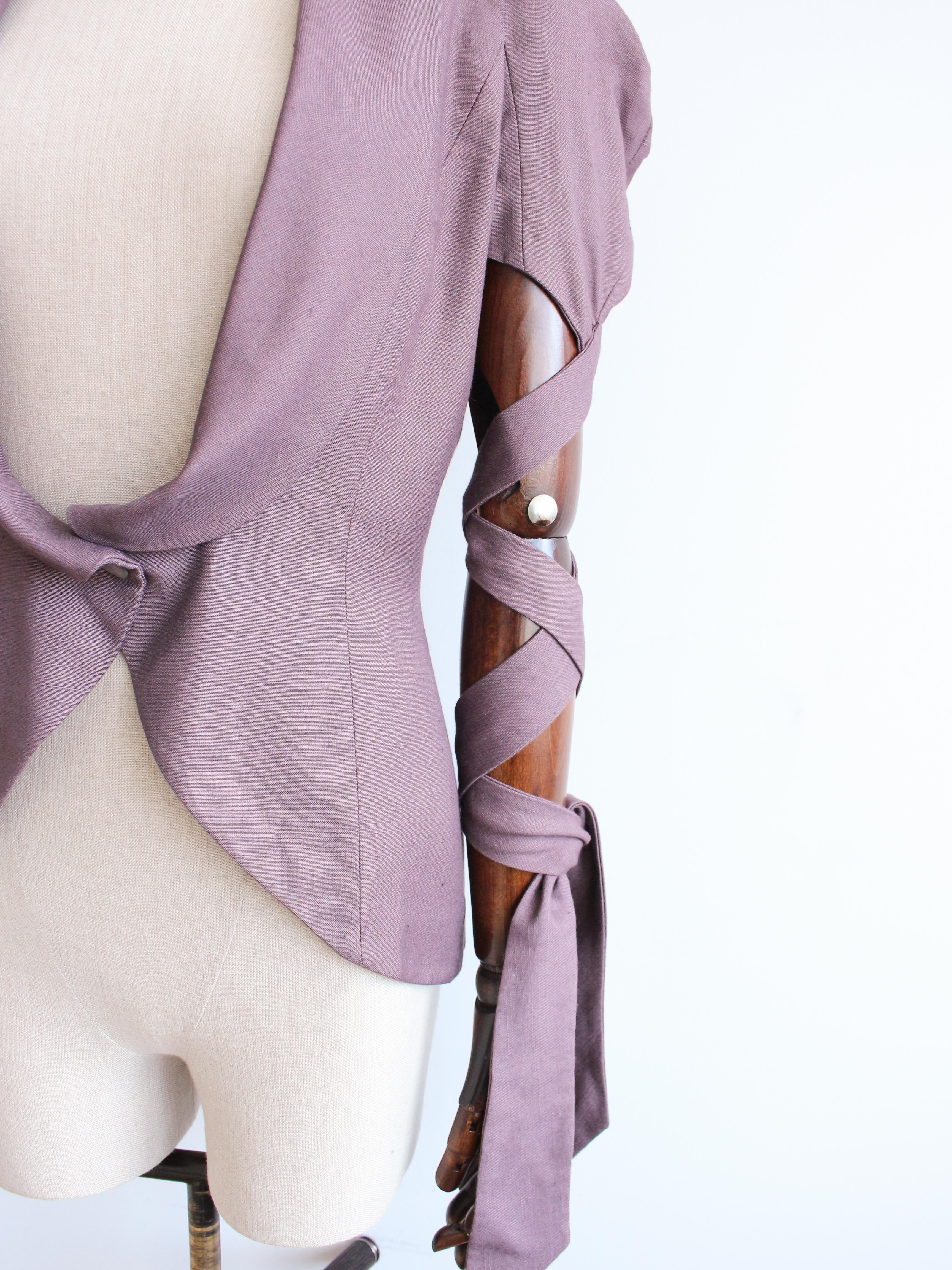 John Galliano Spring/Summer 1999 'Ballet Russes' Purple Jacket with Tie Sleeves For Sale 8