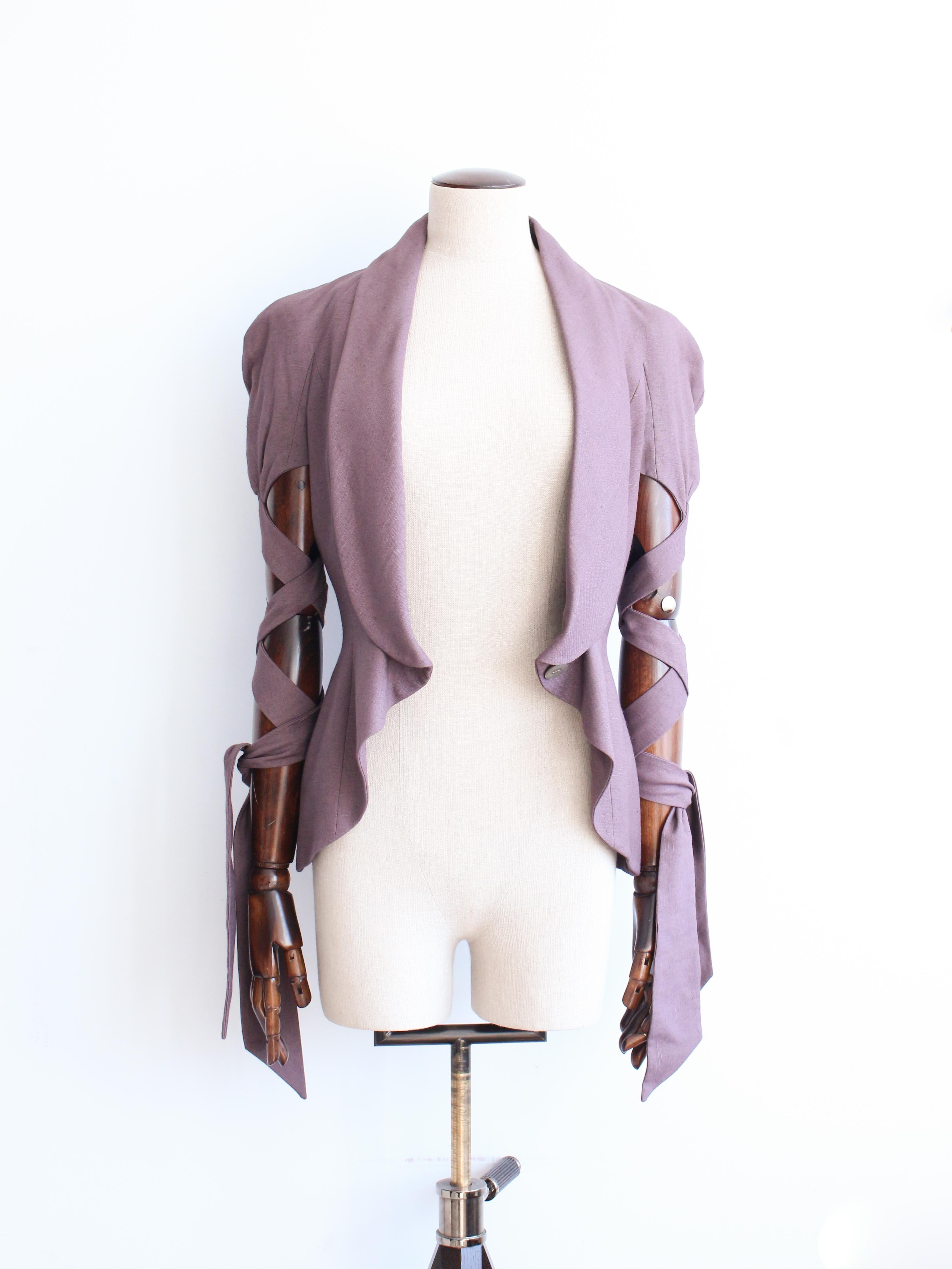 John Galliano Spring/Summer 1999 'Ballet Russes' Purple Jacket with Tie Sleeves For Sale 11