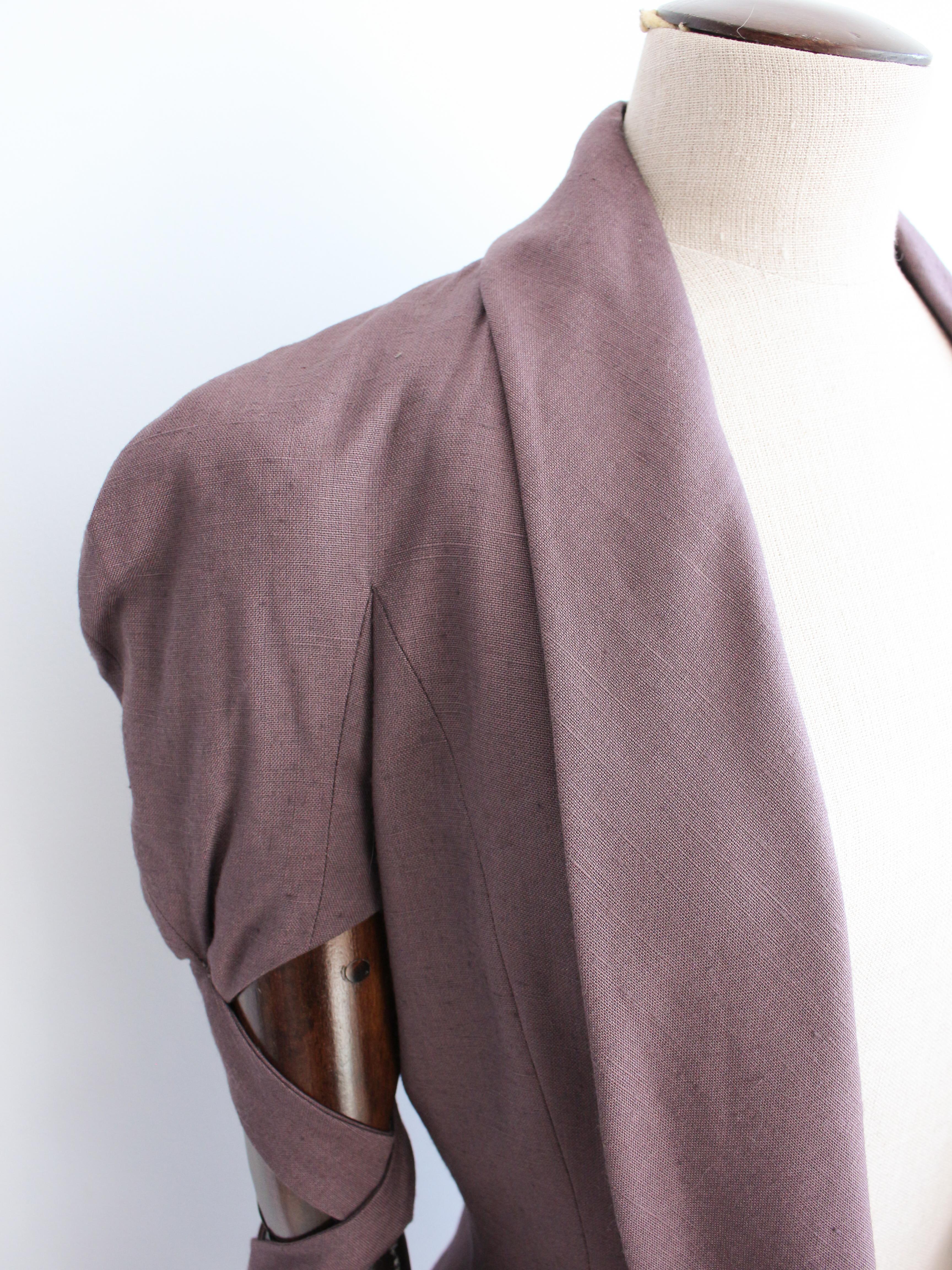 John Galliano Spring/Summer 1999 'Ballet Russes' Purple Jacket with Tie Sleeves For Sale 12