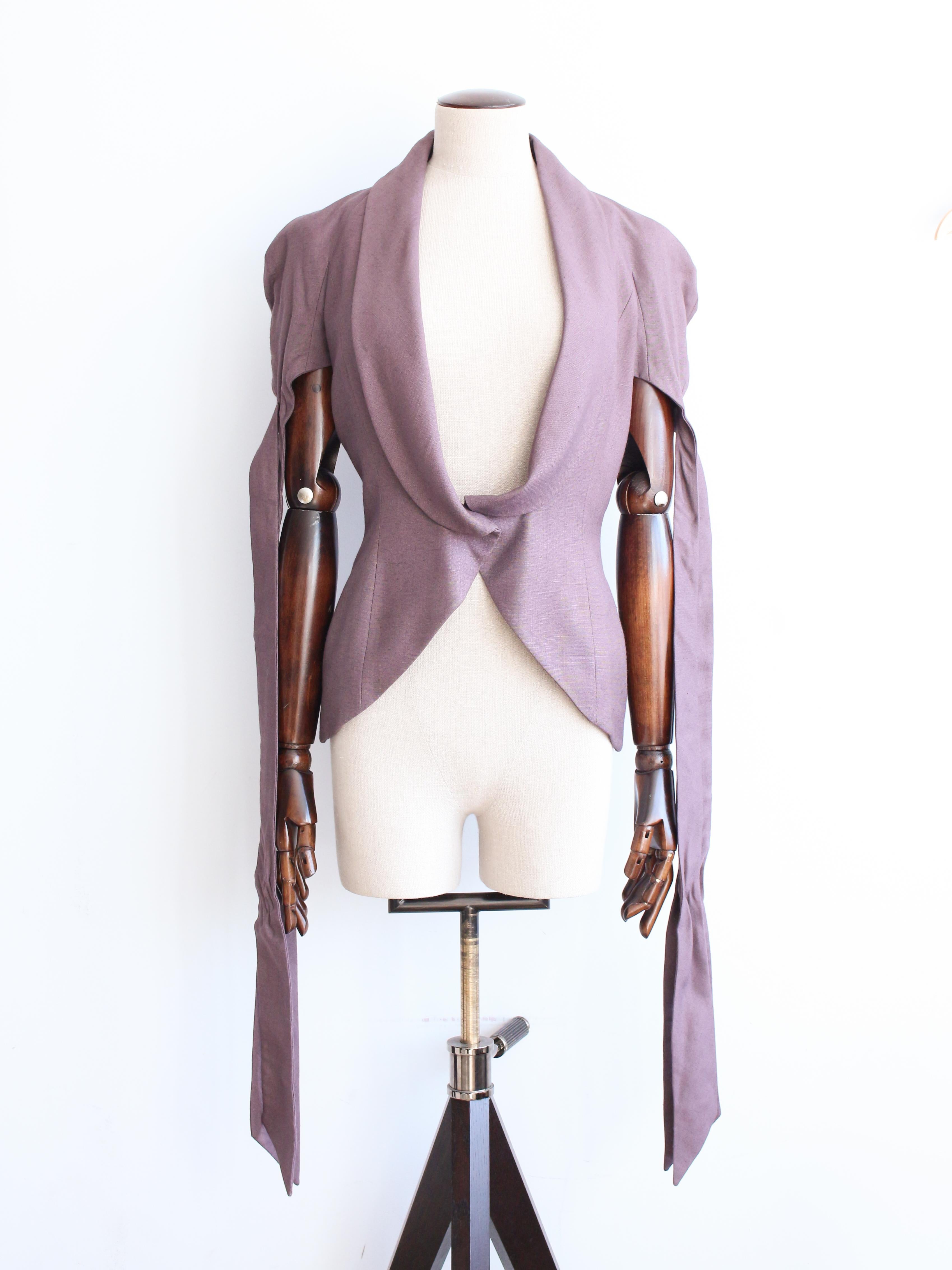 John Galliano Spring/Summer 1999 'Ballet Russes' Purple Jacket with Tie Sleeves For Sale 14