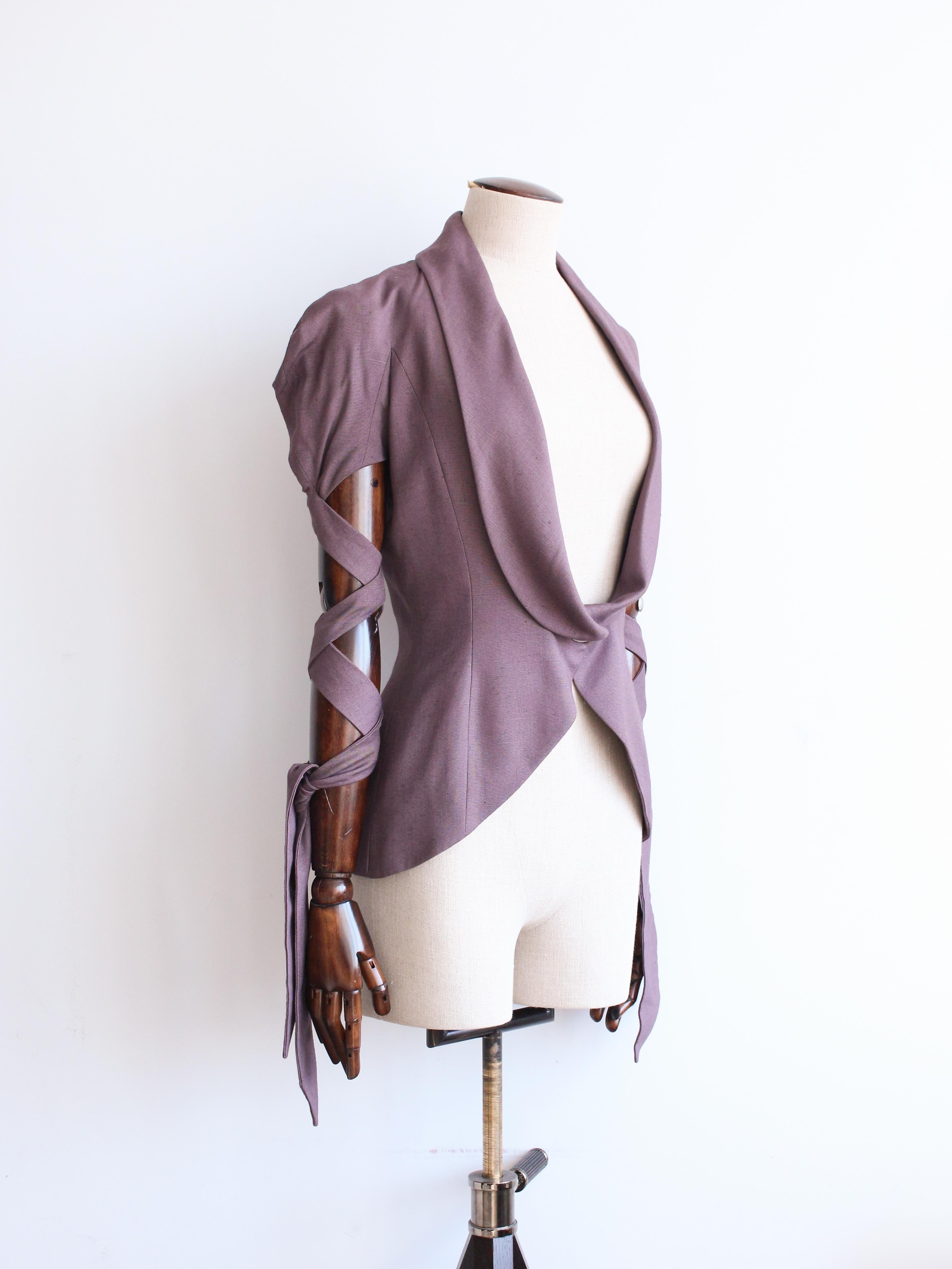Gray John Galliano Spring/Summer 1999 'Ballet Russes' Purple Jacket with Tie Sleeves For Sale