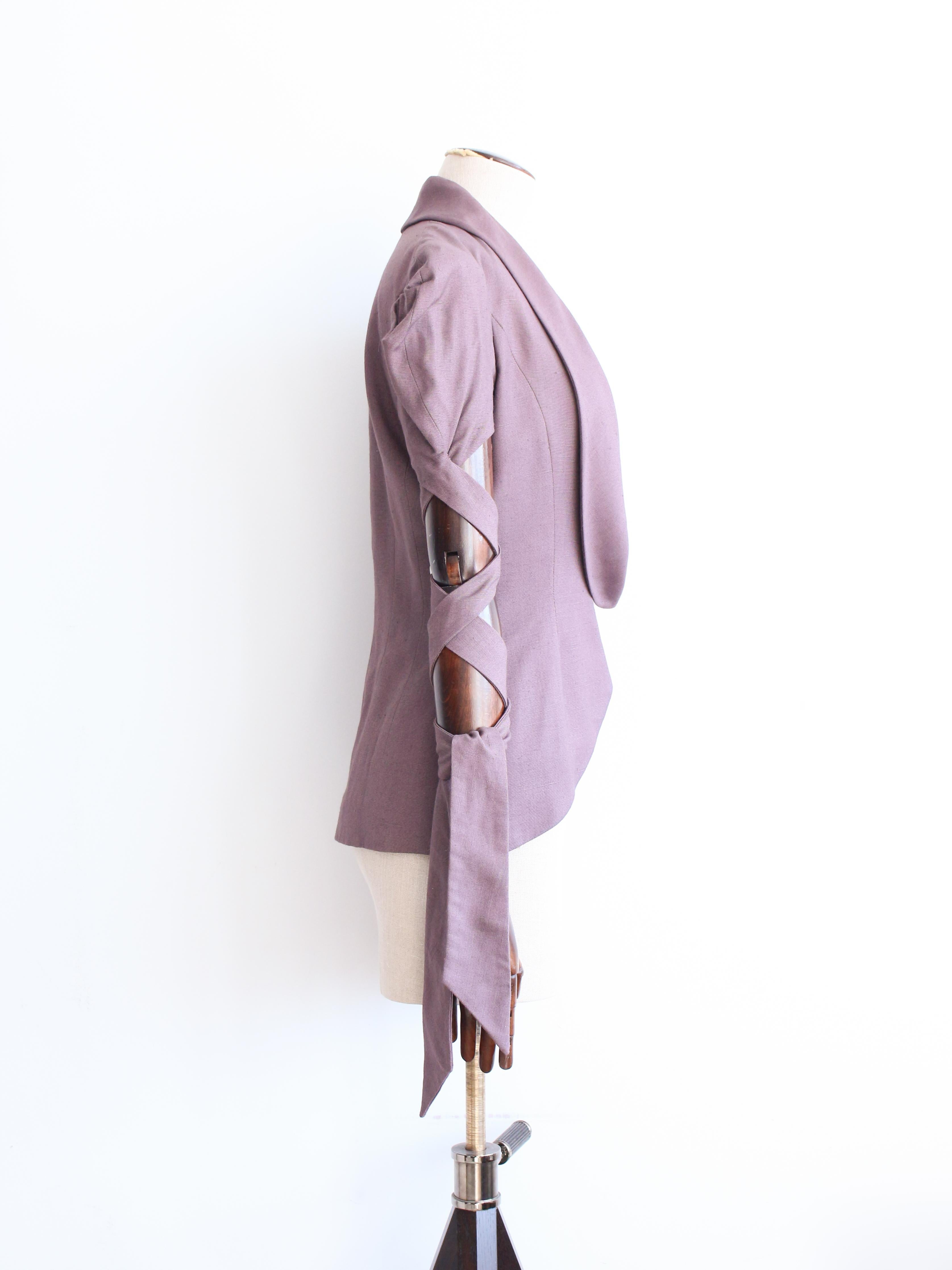 John Galliano Spring/Summer 1999 'Ballet Russes' Purple Jacket with Tie Sleeves In Good Condition For Sale In Manchester, GB