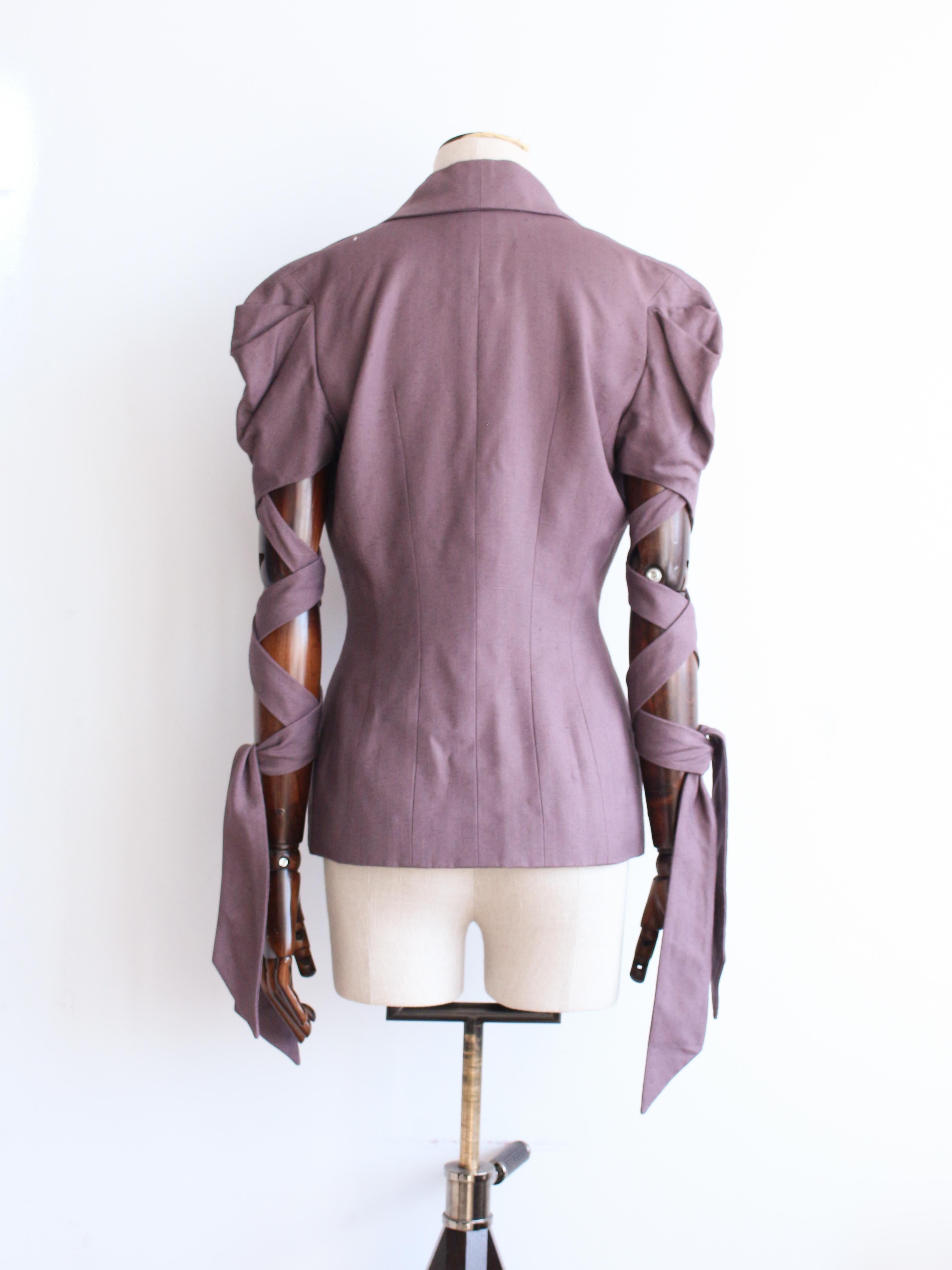 Women's John Galliano Spring/Summer 1999 'Ballet Russes' Purple Jacket with Tie Sleeves For Sale