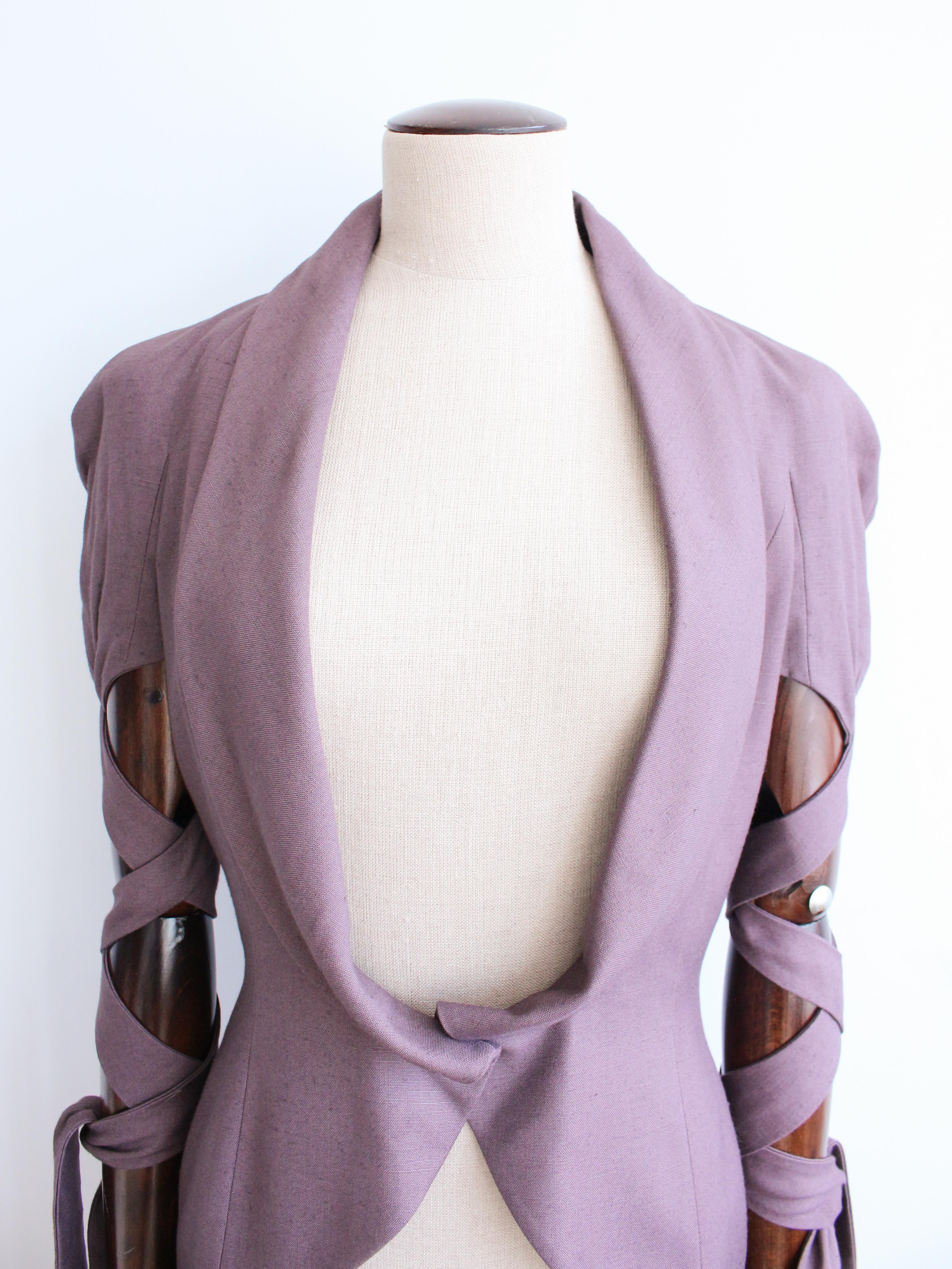 John Galliano Spring/Summer 1999 'Ballet Russes' Purple Jacket with Tie Sleeves For Sale 1