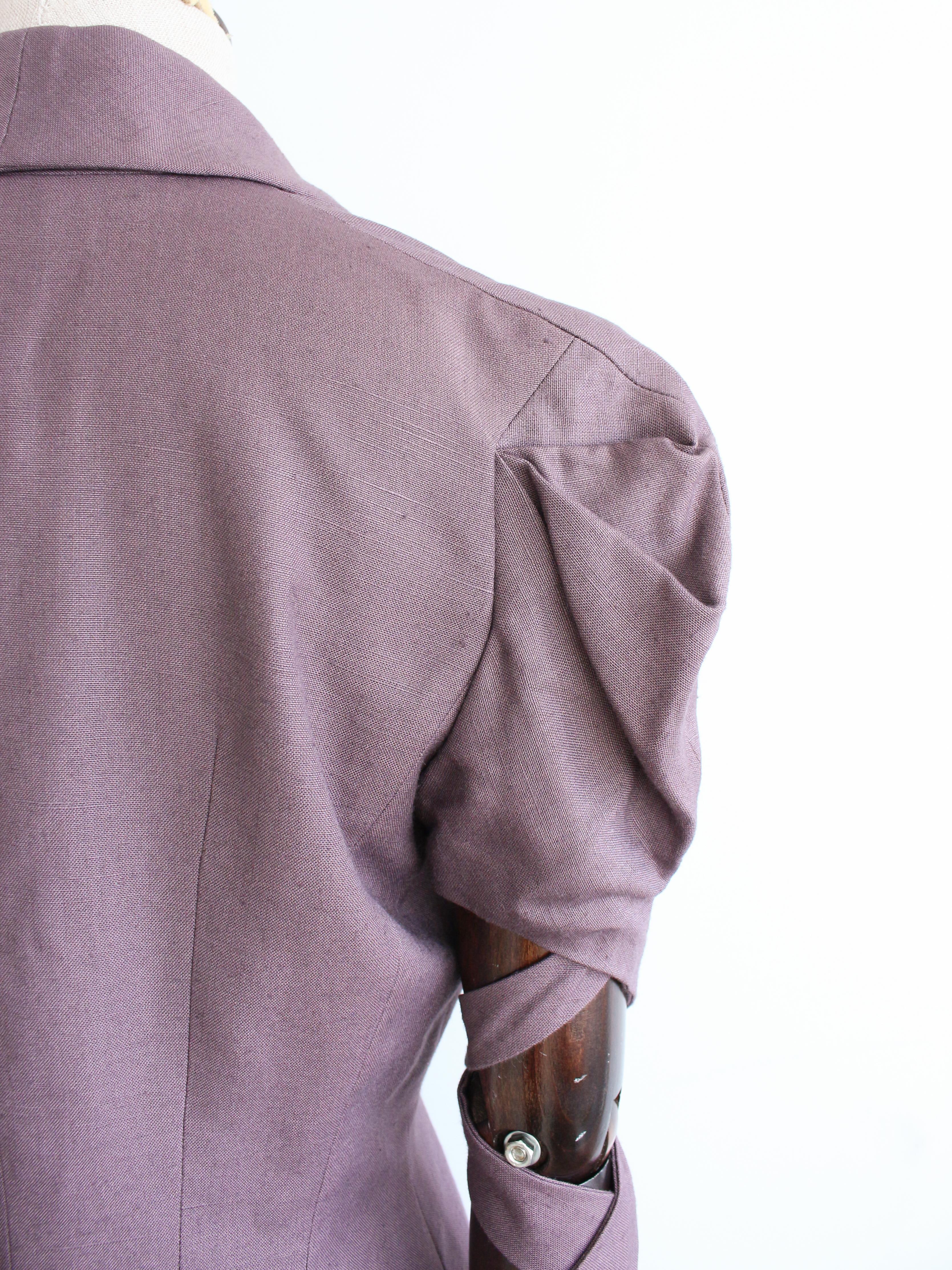 John Galliano Spring/Summer 1999 'Ballet Russes' Purple Jacket with Tie Sleeves For Sale 3