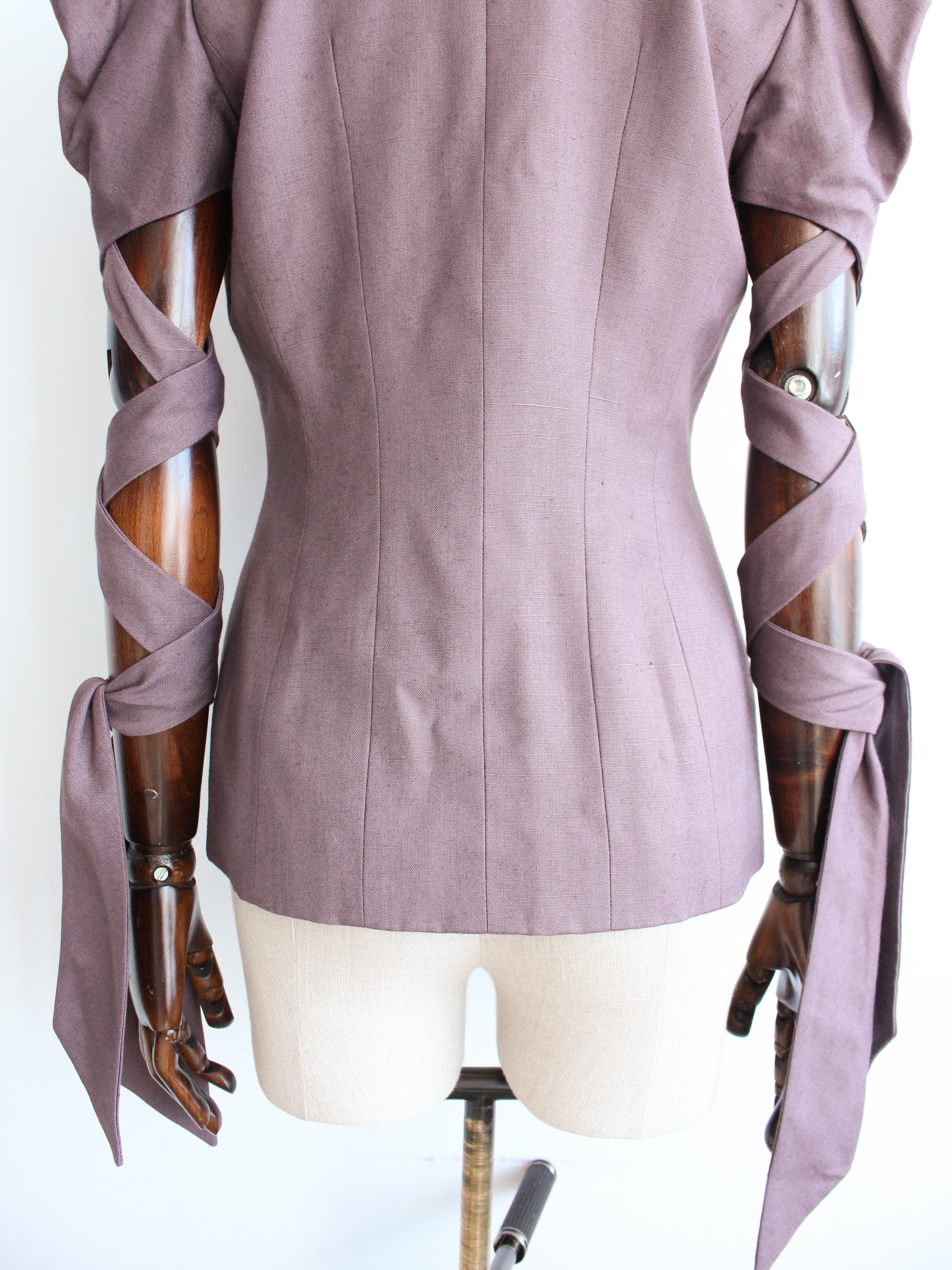 John Galliano Spring/Summer 1999 'Ballet Russes' Purple Jacket with Tie Sleeves For Sale 4