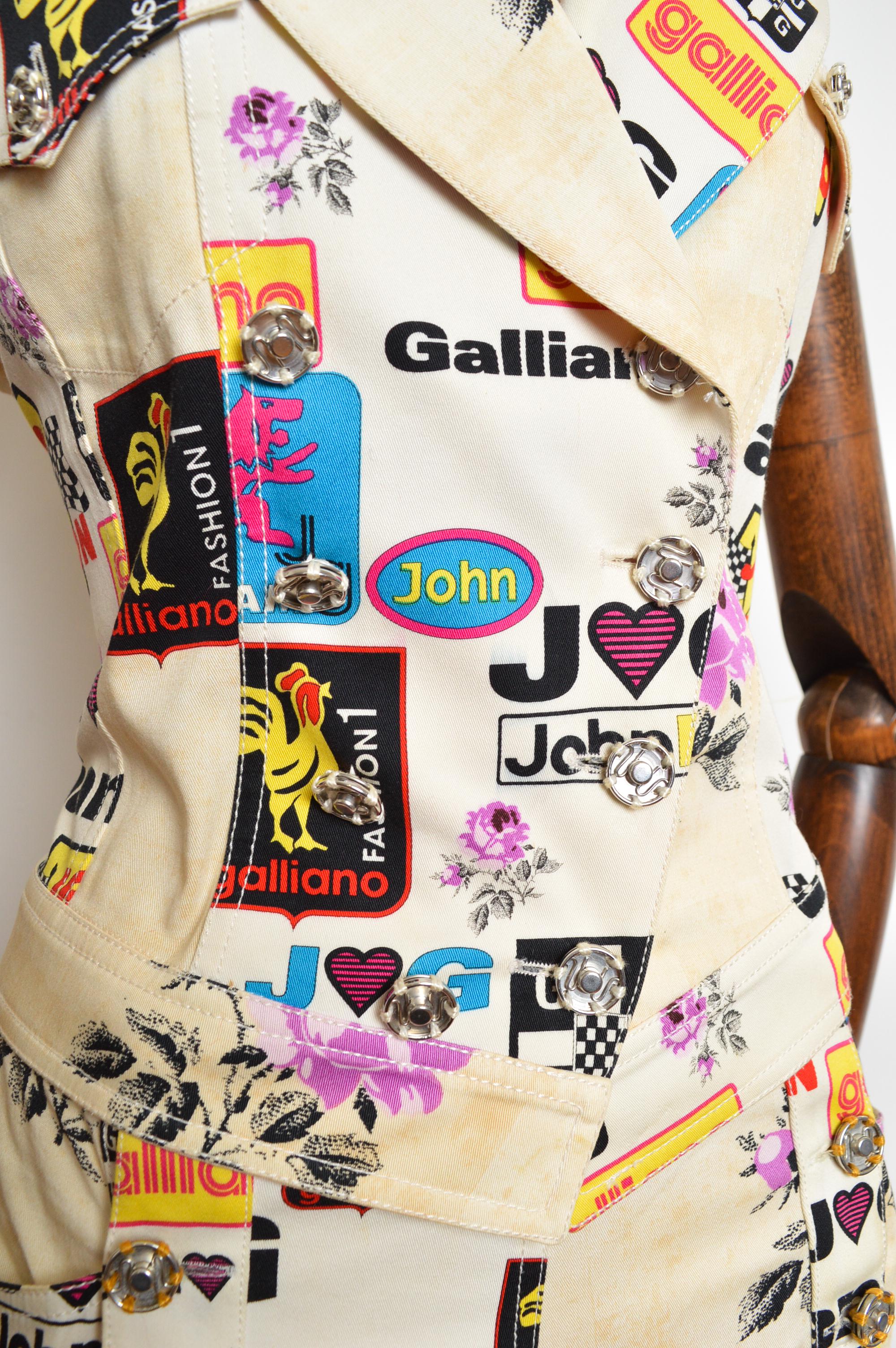 John Galliano Spring /Summer 2002 Runway Waistcoat Top & Matching Low rise Pants For Sale 11