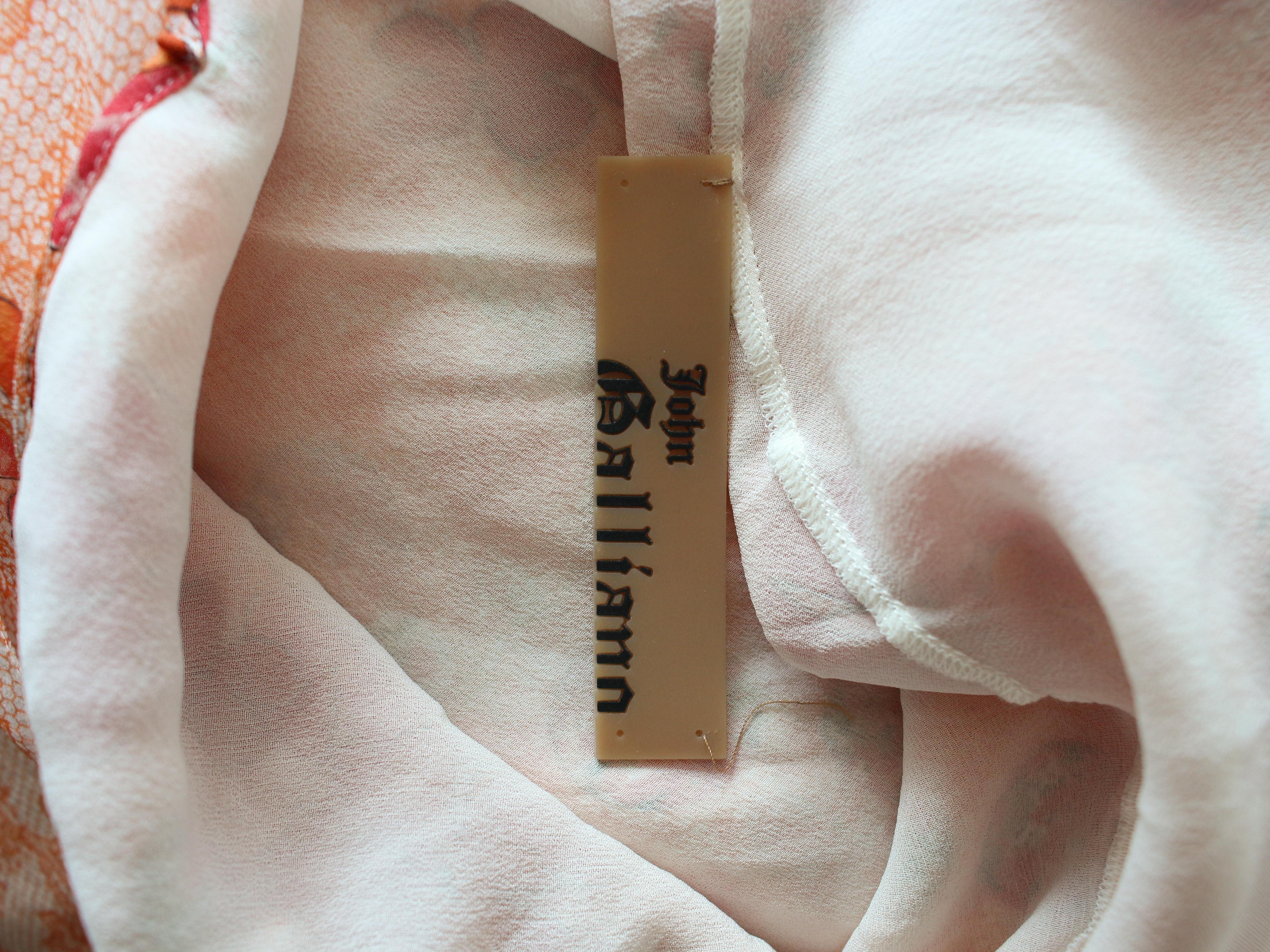 John Galliano Spring/Summer 2006 Floral Peach Silk Bias Cut Slip Dress For Sale 3