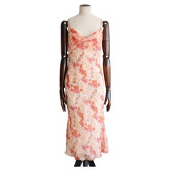 John Galliano Spring/Summer 2006 Floral Peach Silk Bias Cut Slip Dress