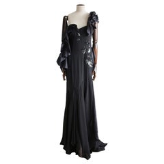 John Galliano Spring/Summer 2008 Black Silk Bias Cut Sequin Flamenco Gown