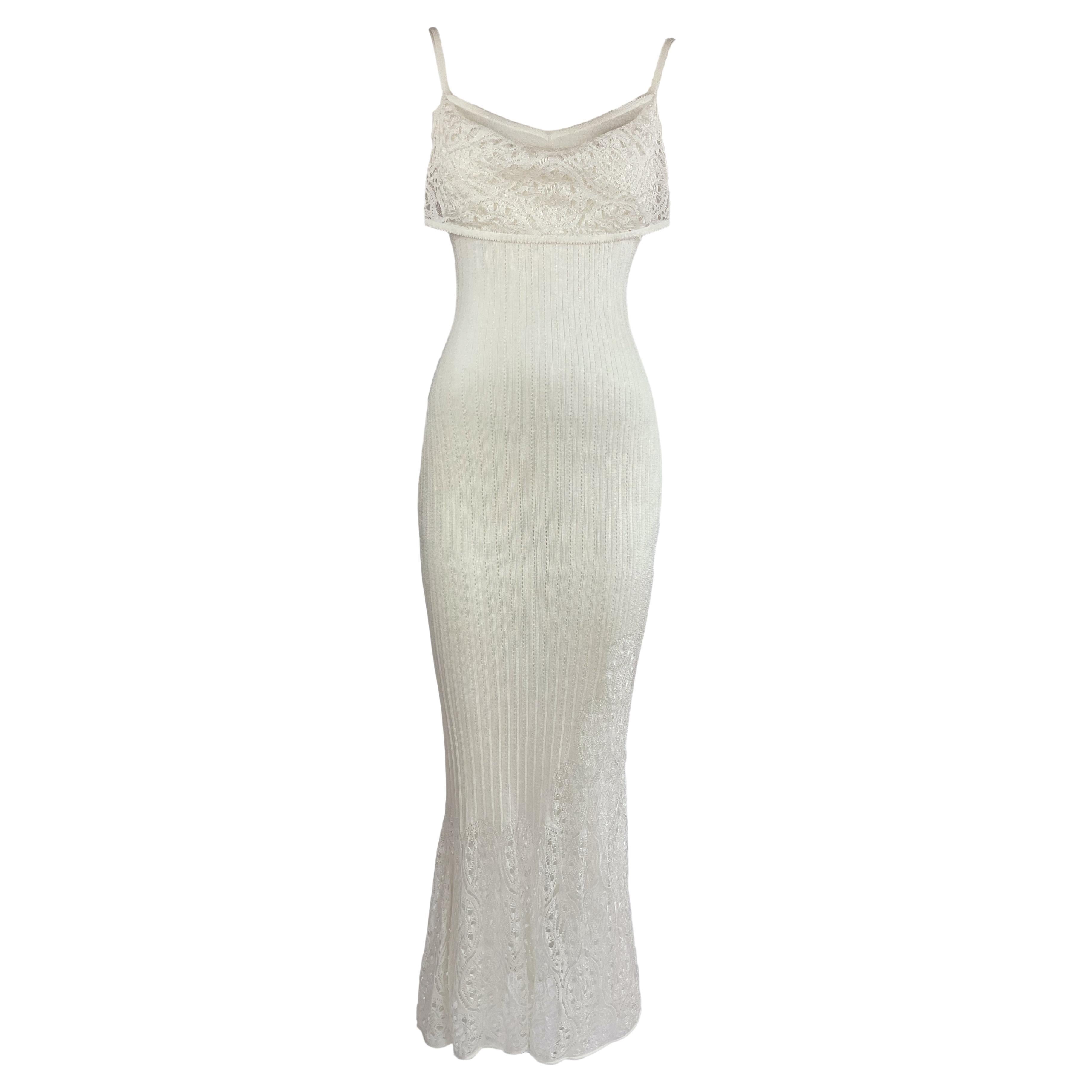John Galliano Spring Summer S/S 1999 robe de mariée en tricot et crochet en vente
