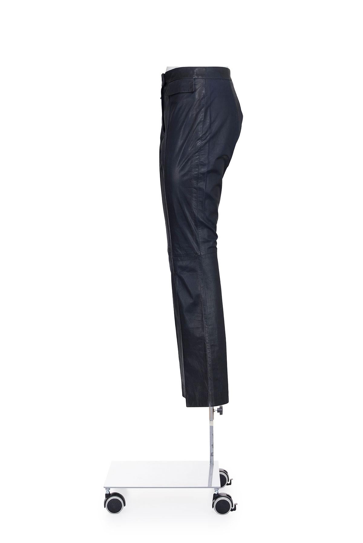 JOHN GALLIANO SS 1991 Iconic Leather Flared Trousers In Good Condition For Sale In Milano, MILANO