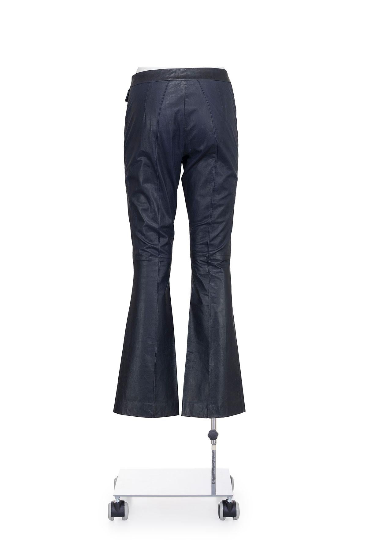 Women's or Men's JOHN GALLIANO SS 1991 Iconic Leather Flared Trousers For Sale