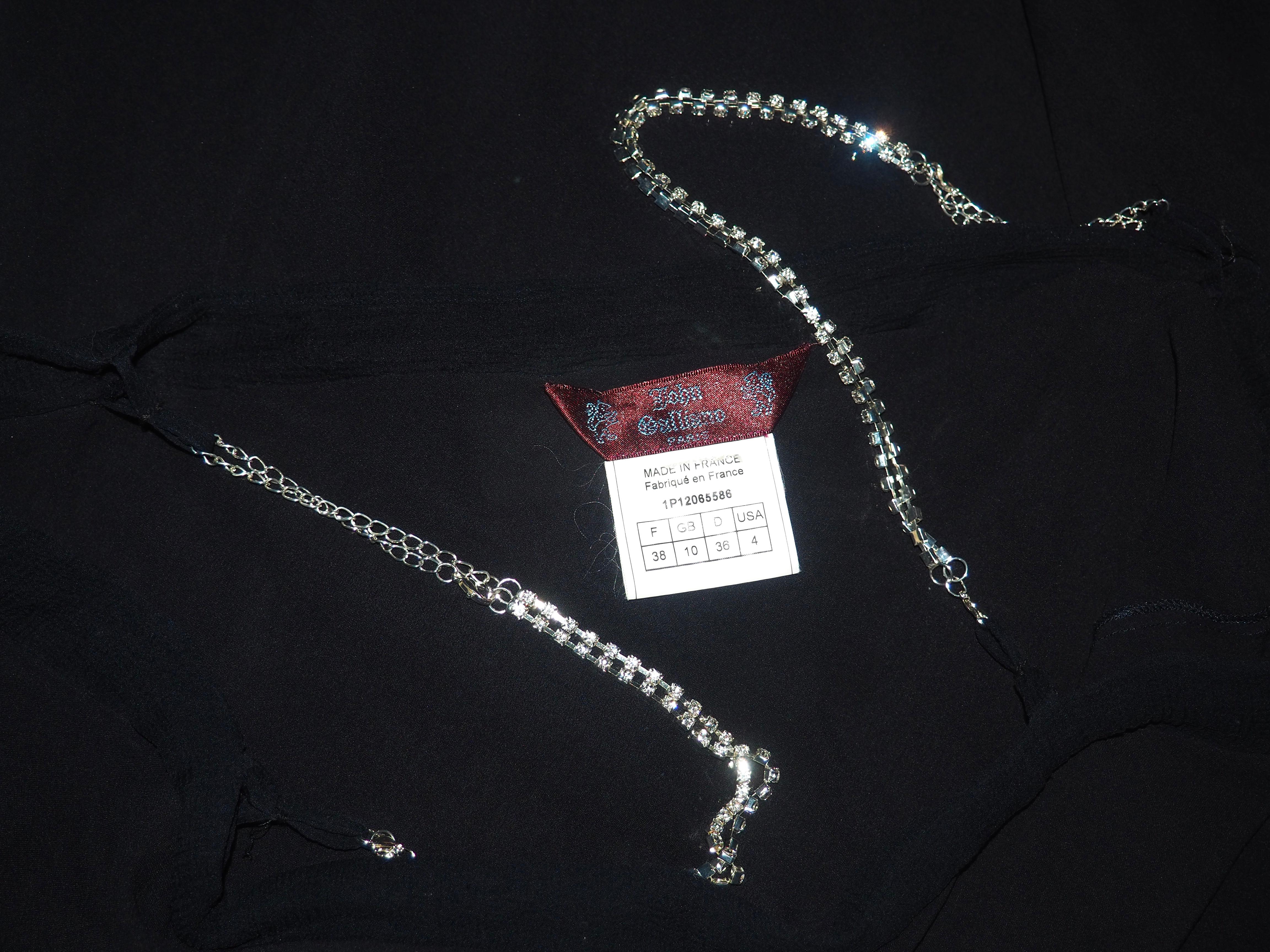 Women's John Galliano SS 2001 Silk Chiffon Rhinestone Strap Slip Dress For Sale