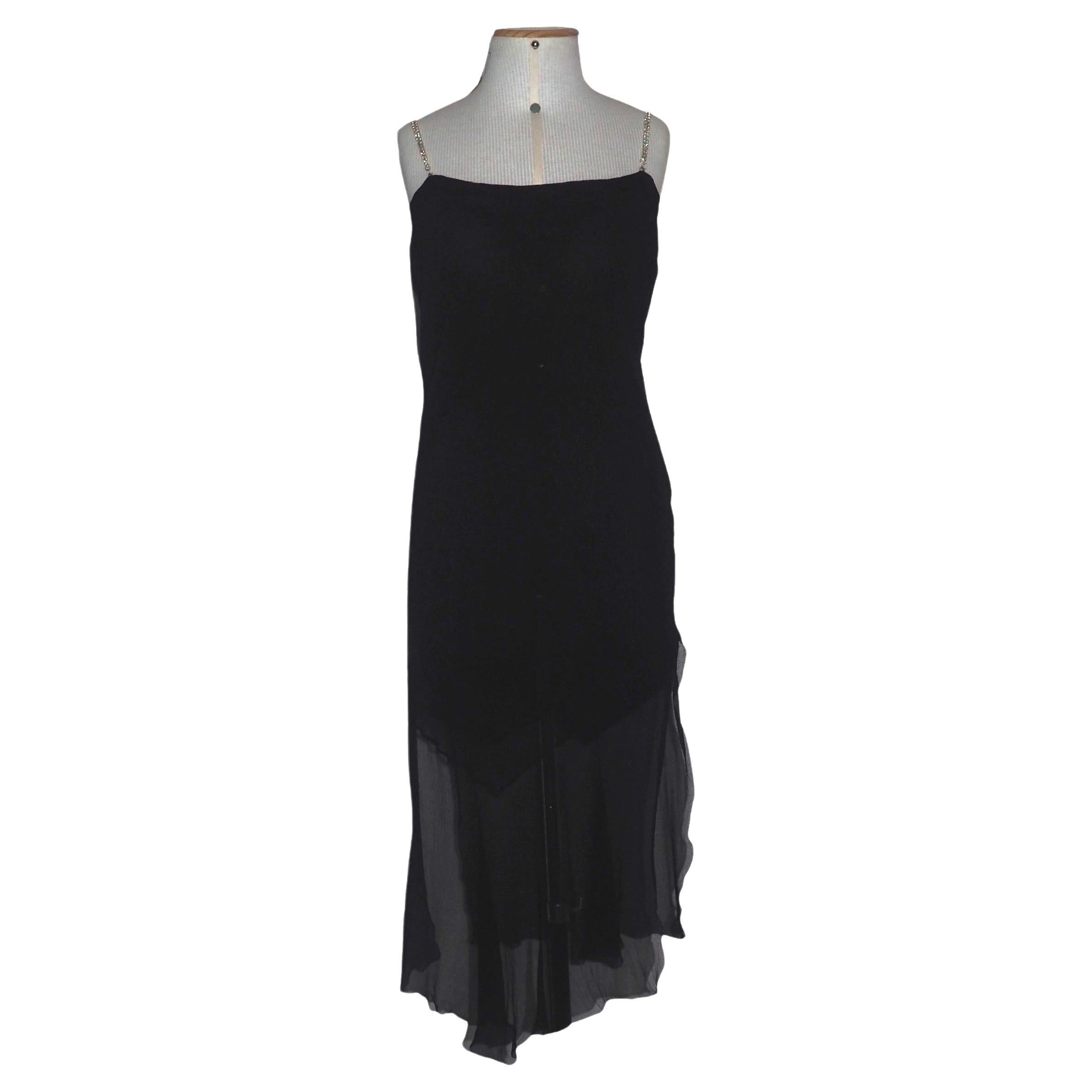 John Galliano SS 2001 Silk Chiffon Rhinestone Strap Slip Dress For Sale