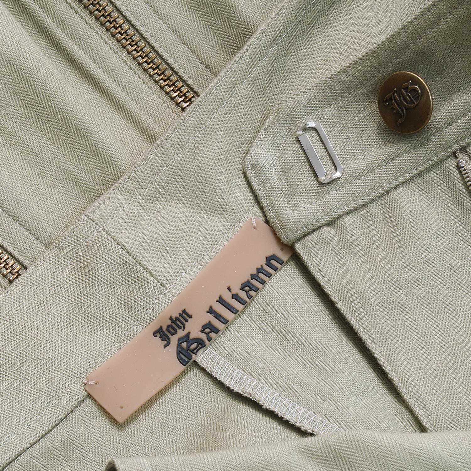 John Galliano SS-2003 Cotton Herringbone Cargo Pants In Excellent Condition In Brussels, BE