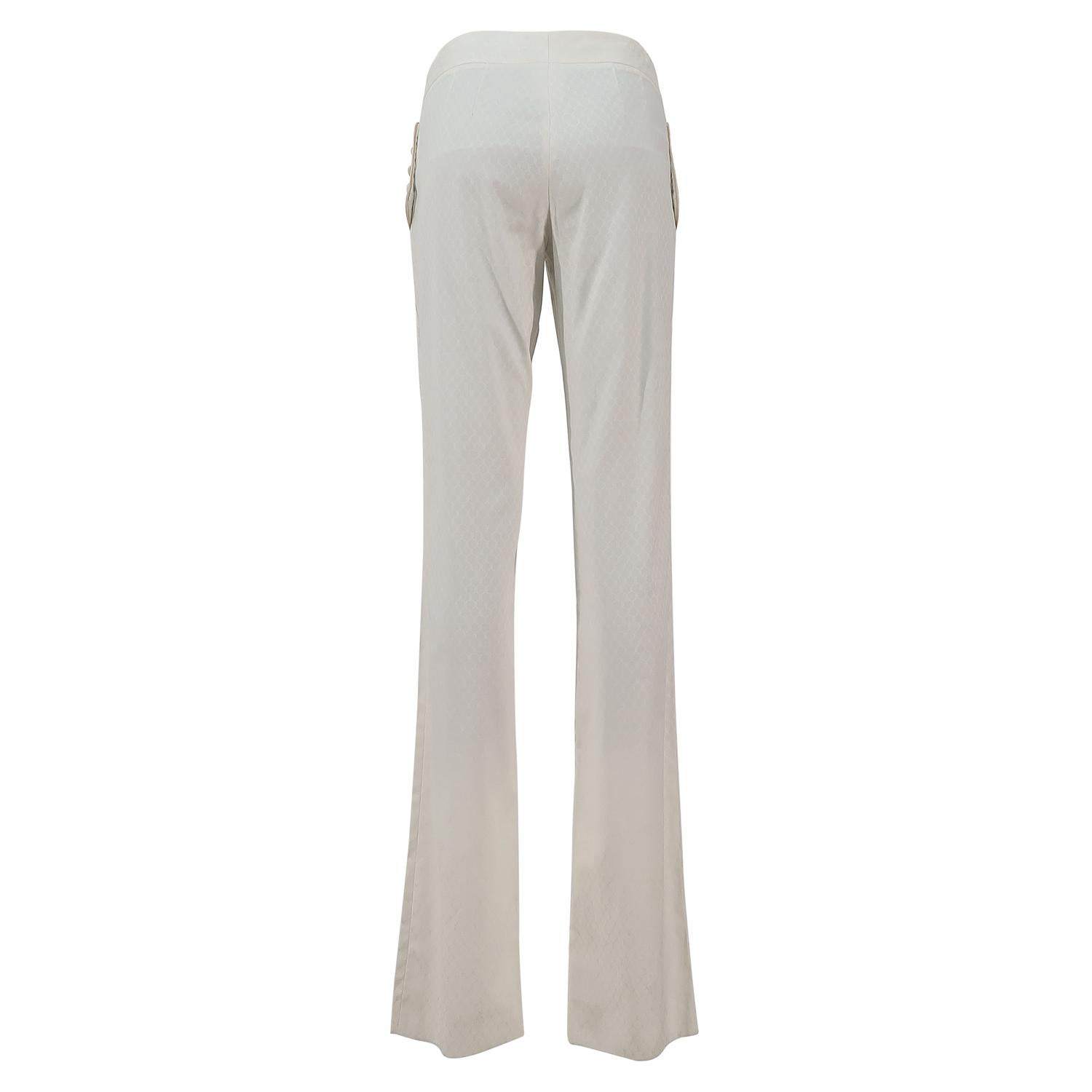 Gray John Galliano SS-2005 Cotton and Silk Officer Pants with Contrast Piping For Sale