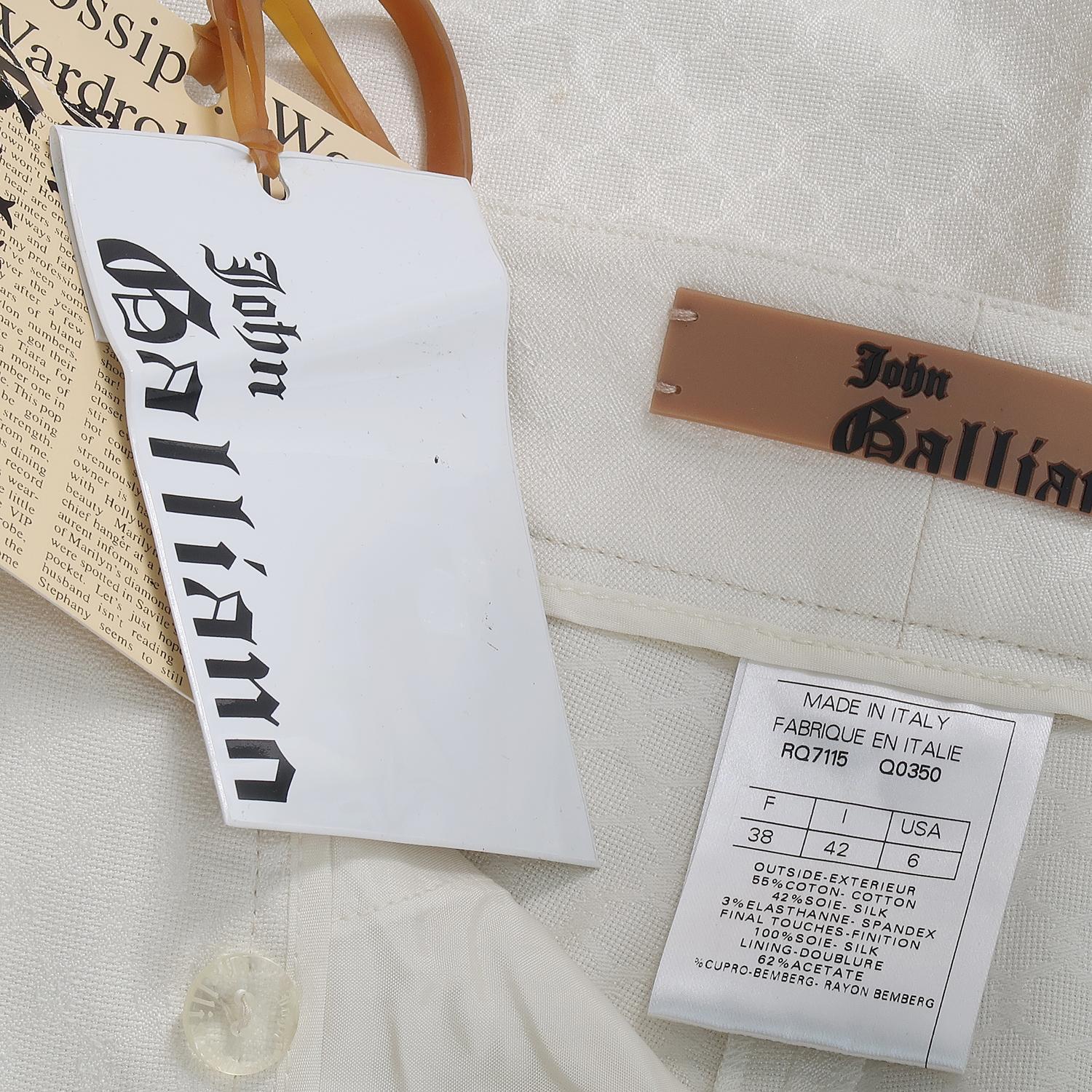 John Galliano SS-2005 Cotton and Silk Officer Pants with Contrast Piping For Sale 1