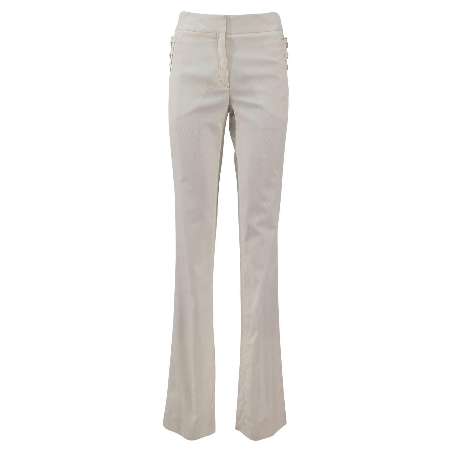John Galliano SS-2005 Cotton and Silk Officer Pants with Contrast Piping For Sale