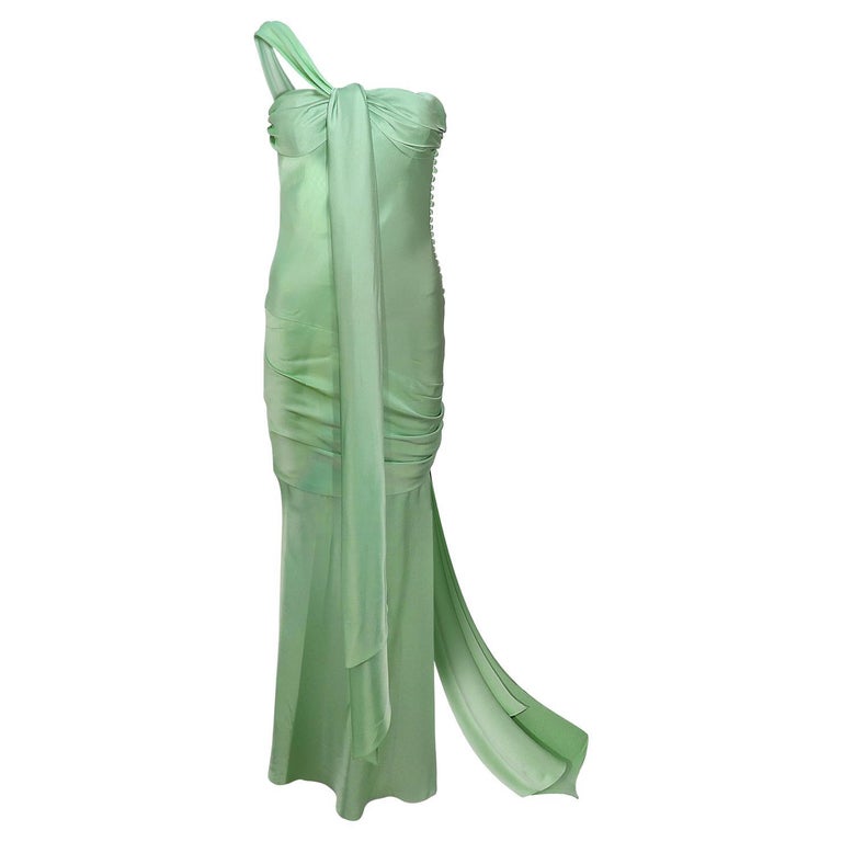 John Galliano SS-2005 Crepe Satin Draped Bustier Dress For Sale at 1stDibs
