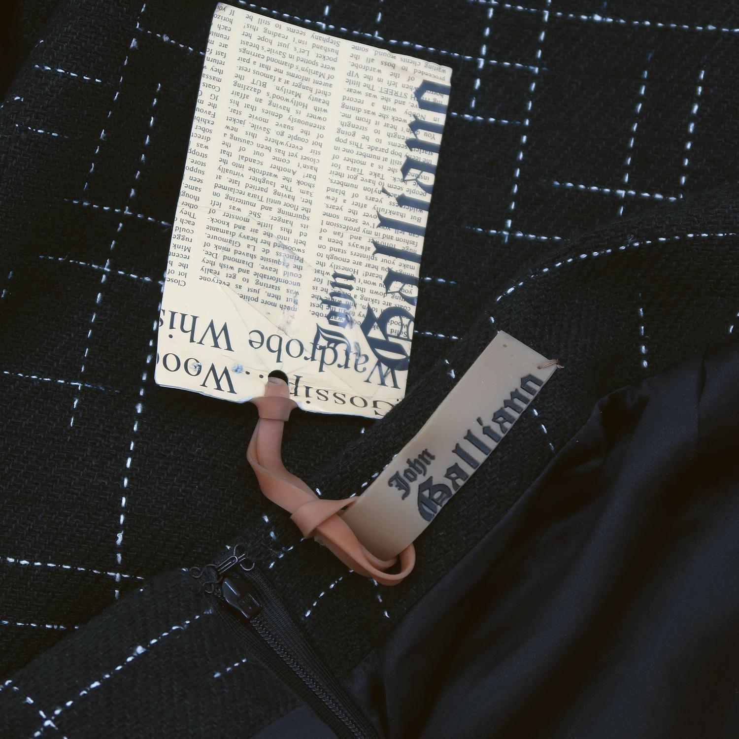 Black John Galliano SS-2011 Wool Ruffled Hem Knee Length Skirt For Sale