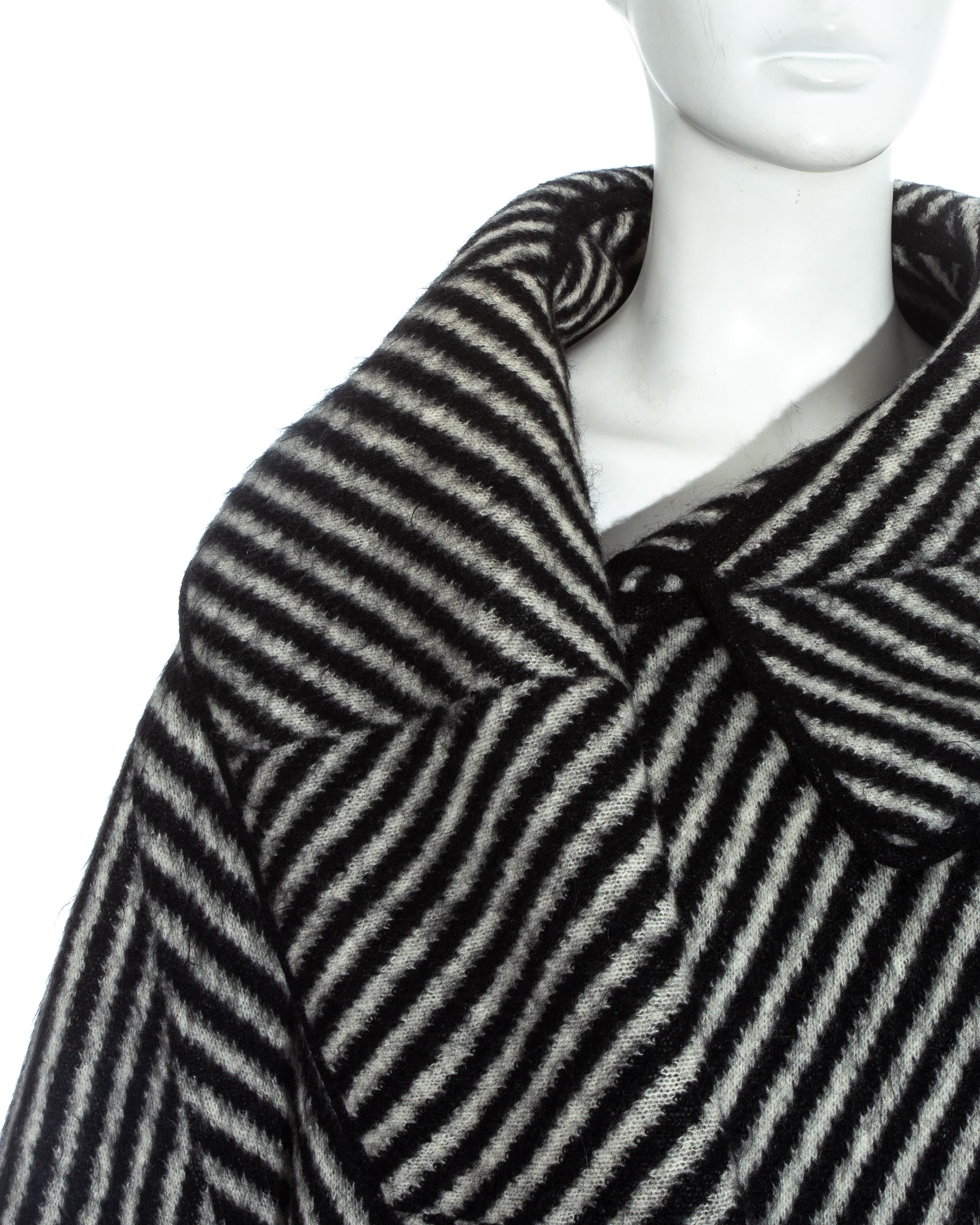 Black John Galliano striped mohair blanket coat, fw 1999 For Sale